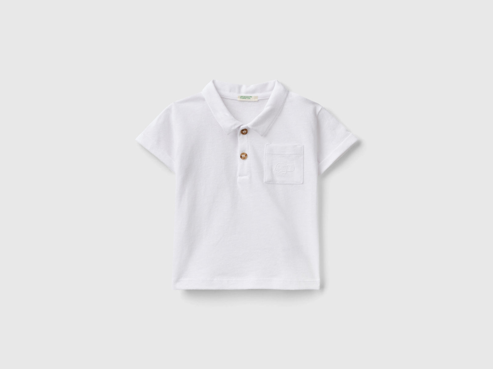 Polo in misto lino da neonato bianco | Benetton Outlet