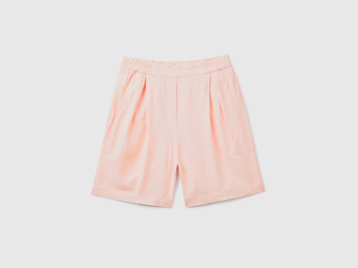 Pantaloni corti copricostume in lino misto viscosa