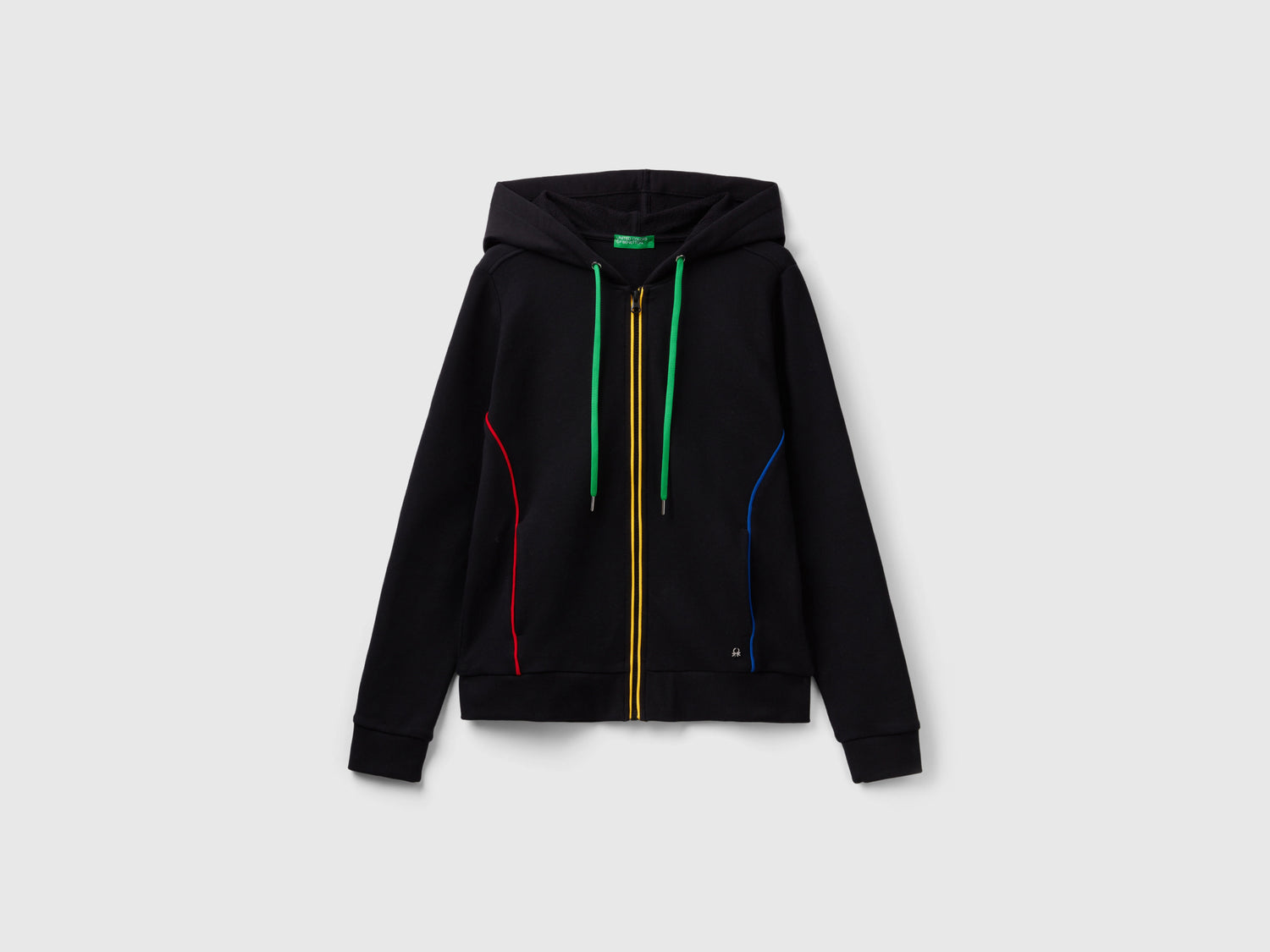 Felpa 100% cotone con zip e cappuccio da donna nero | Benetton Outlet