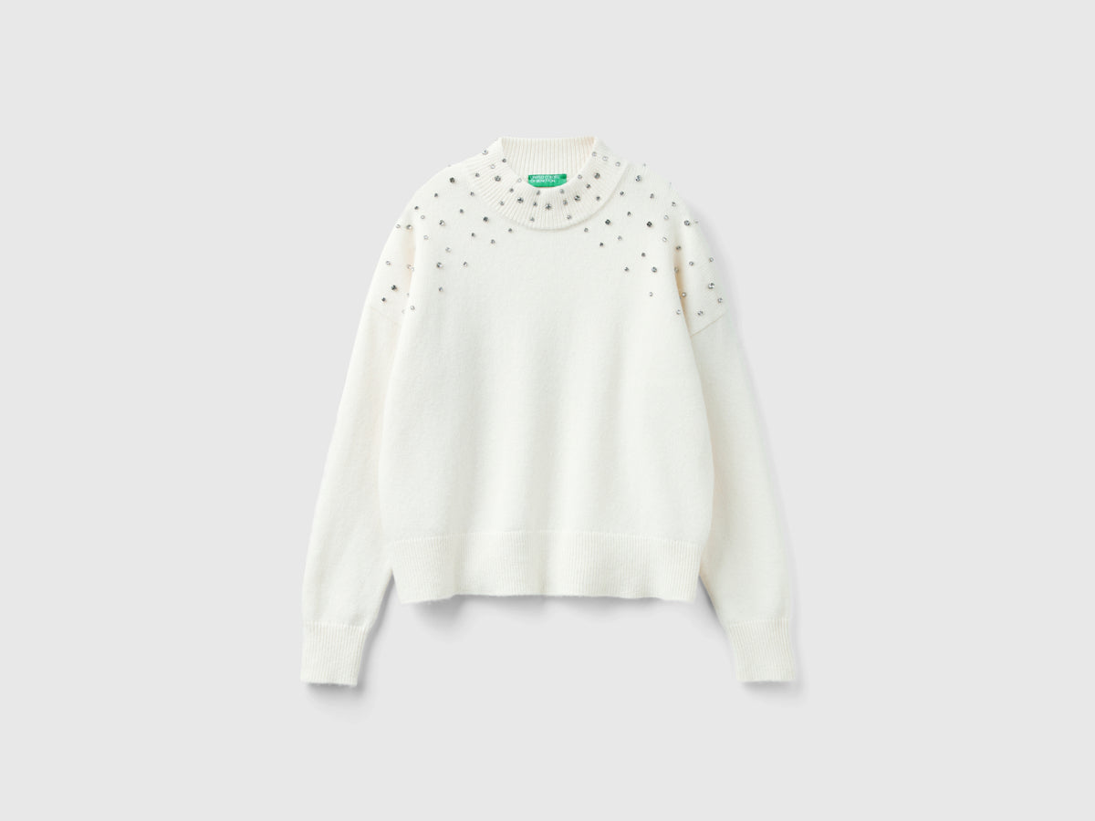Rhinestone mock-neck top