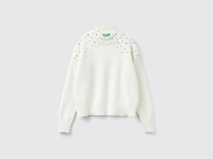 Rhinestone mock-neck top
