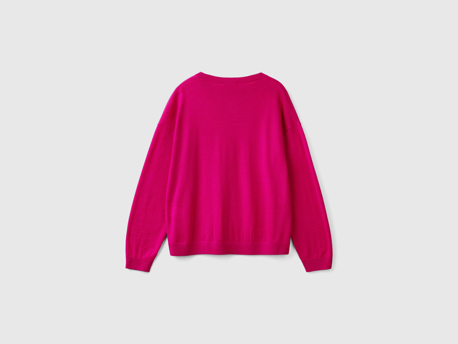 Maglia con scollo a barchetta in pura lana Merino da donna ciclamino 2 | Benetton Outlet