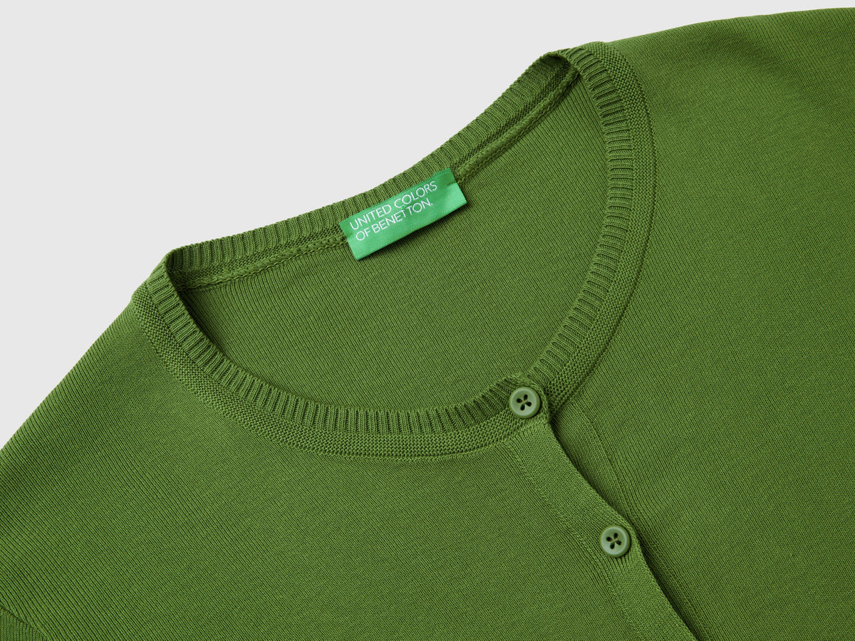 Cardigan girocollo in puro cotone