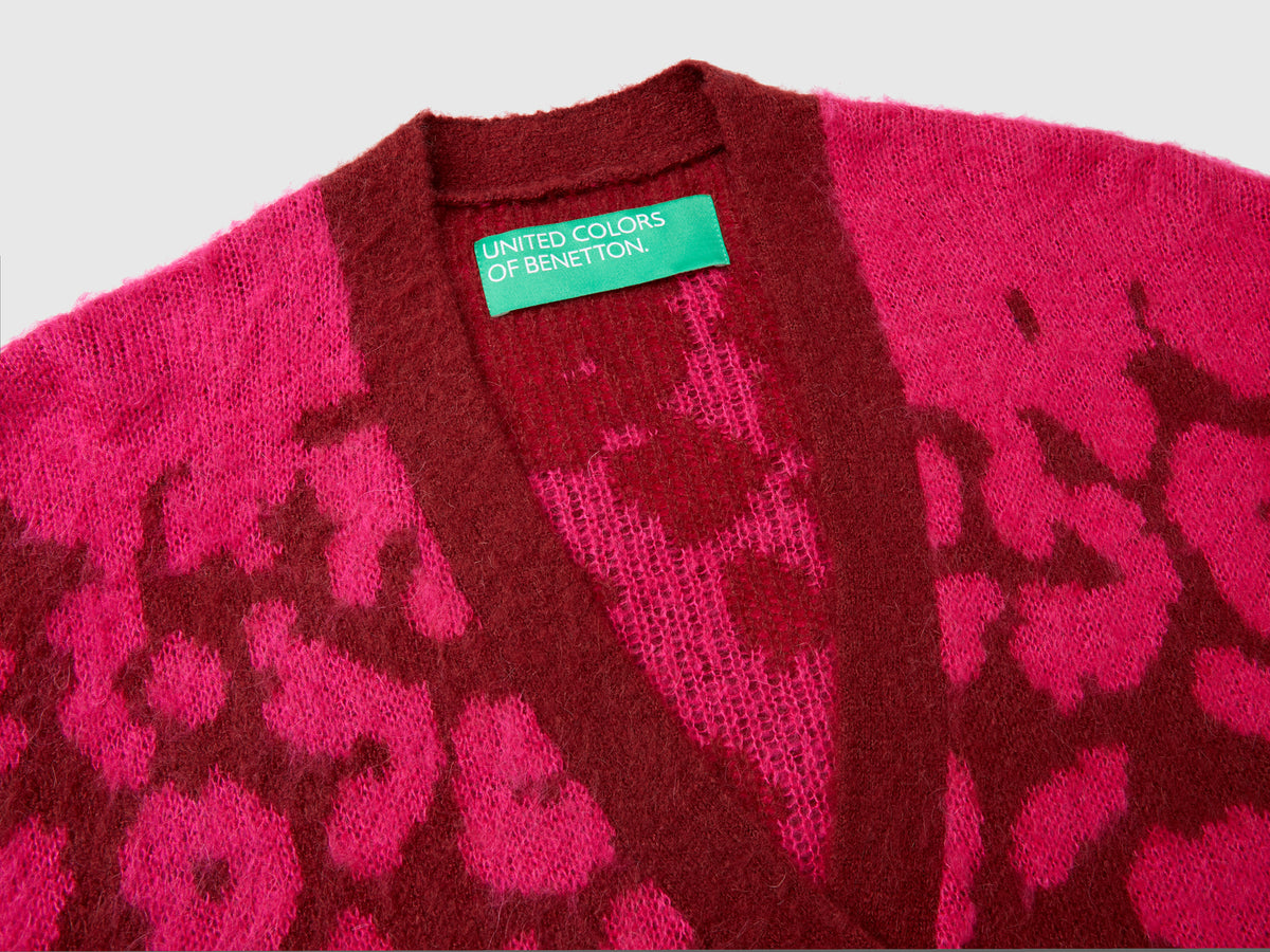 Cardigan animalier in misto mohair