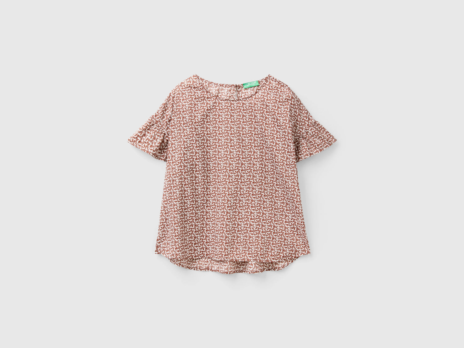 Blusa fantasia in cotone leggero da donna marrone | Benetton Outlet