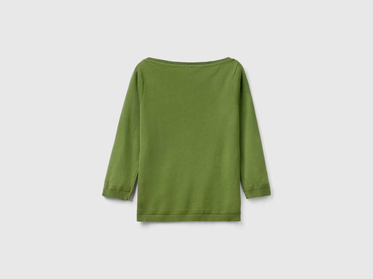 Maglia 100% cotone con scollo a barchetta