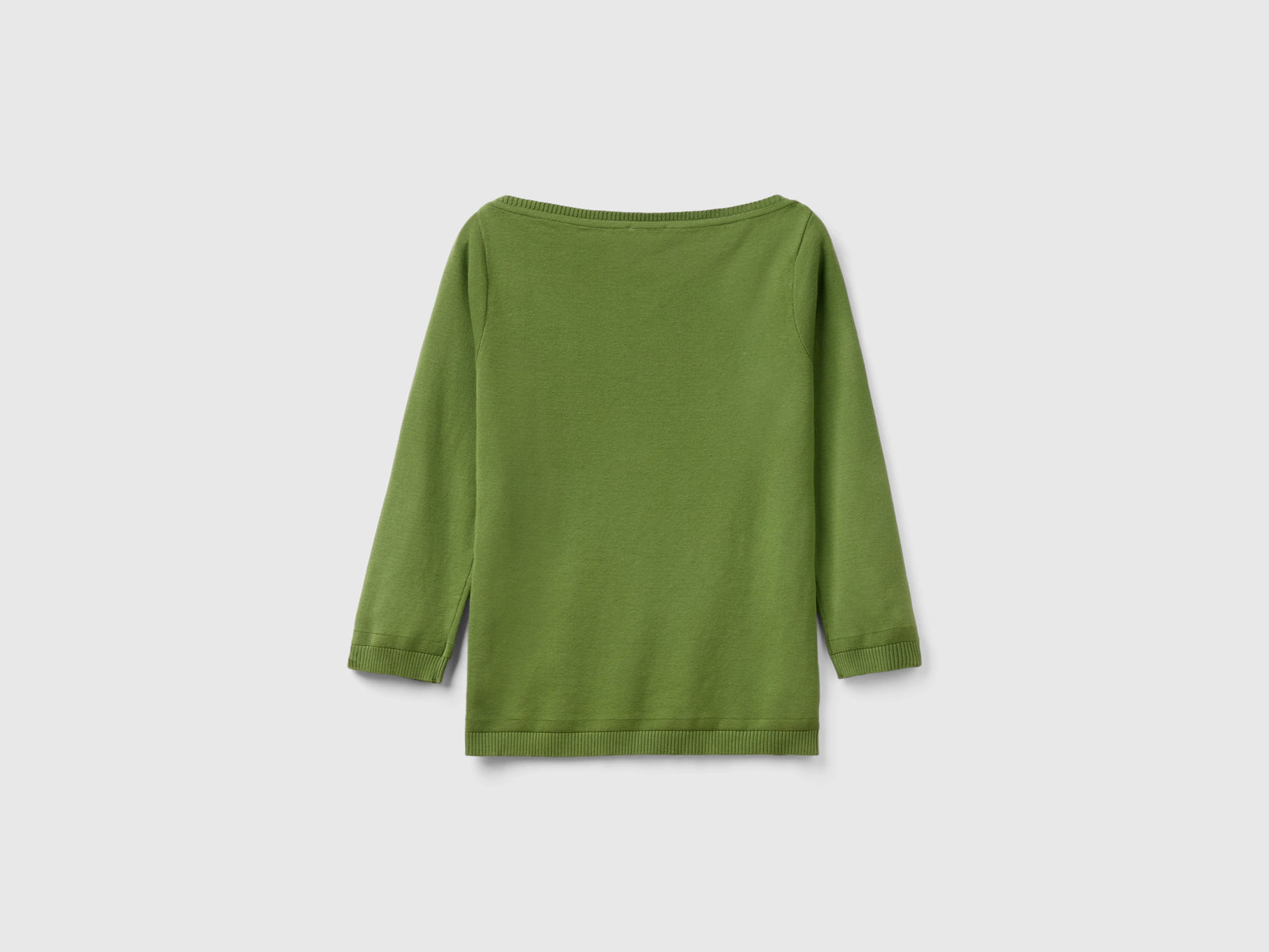 Maglia 100% cotone con scollo a barchetta da donna verde militare 2 | Benetton Outlet