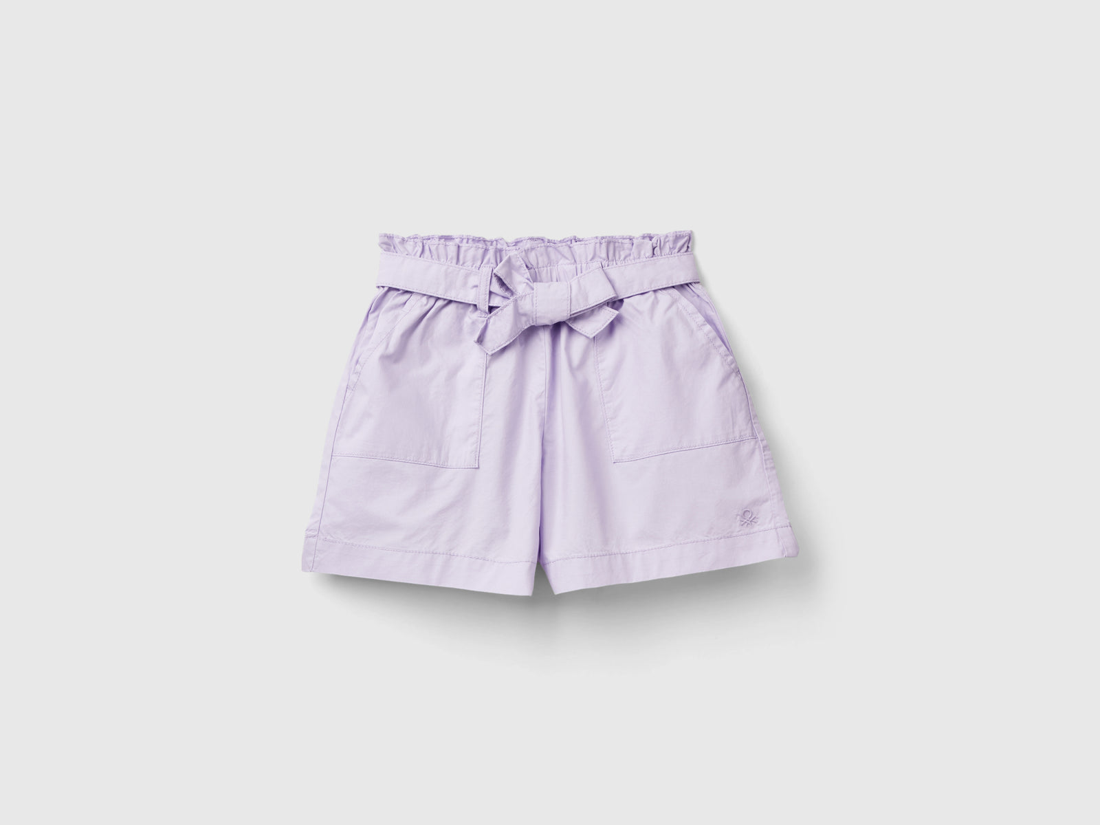 Pantaloni corti paperbag da bambina lilla | Benetton Outlet