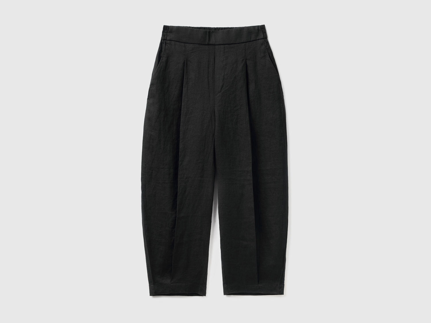 Pantaloni morbidi in puro lino da donna nero | Benetton Outlet