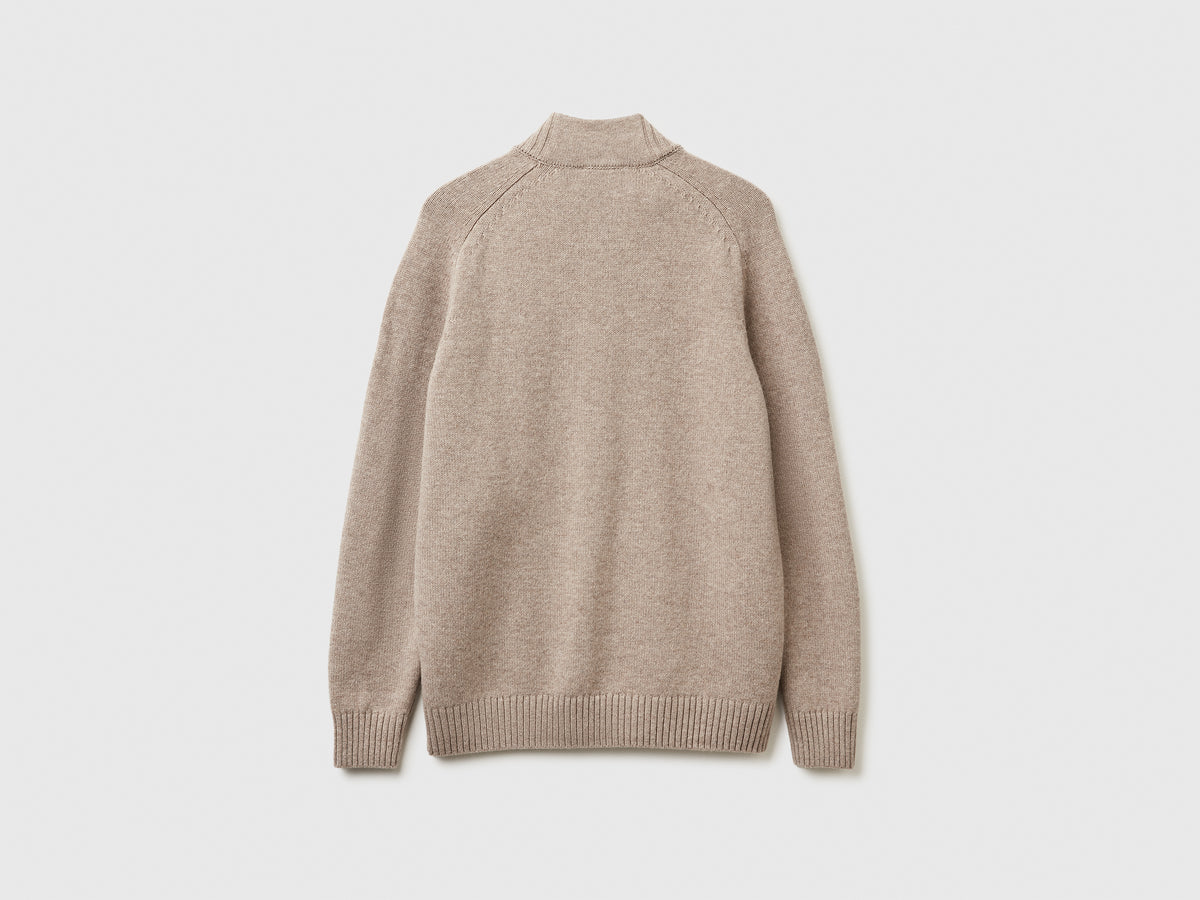 Cardigan con zip in pura lana Merino