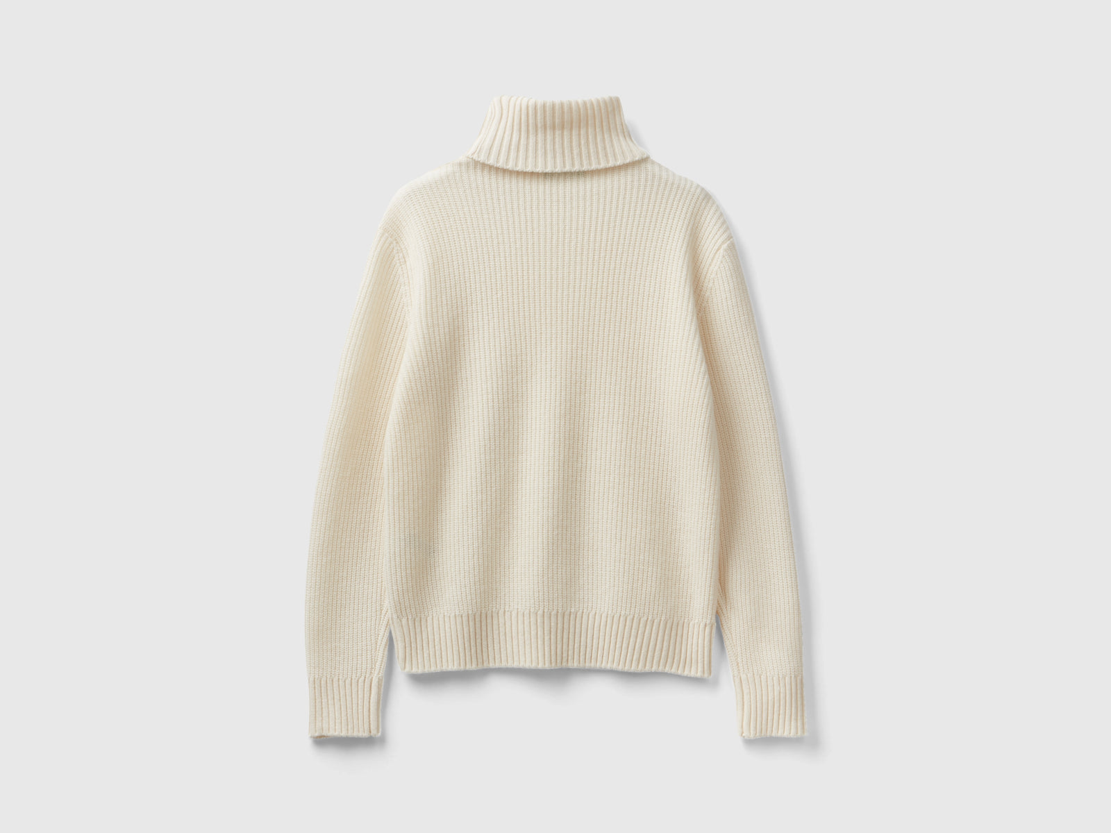 Maglione dolcevita lavorato da donna bianco panna 2 | Benetton Outlet