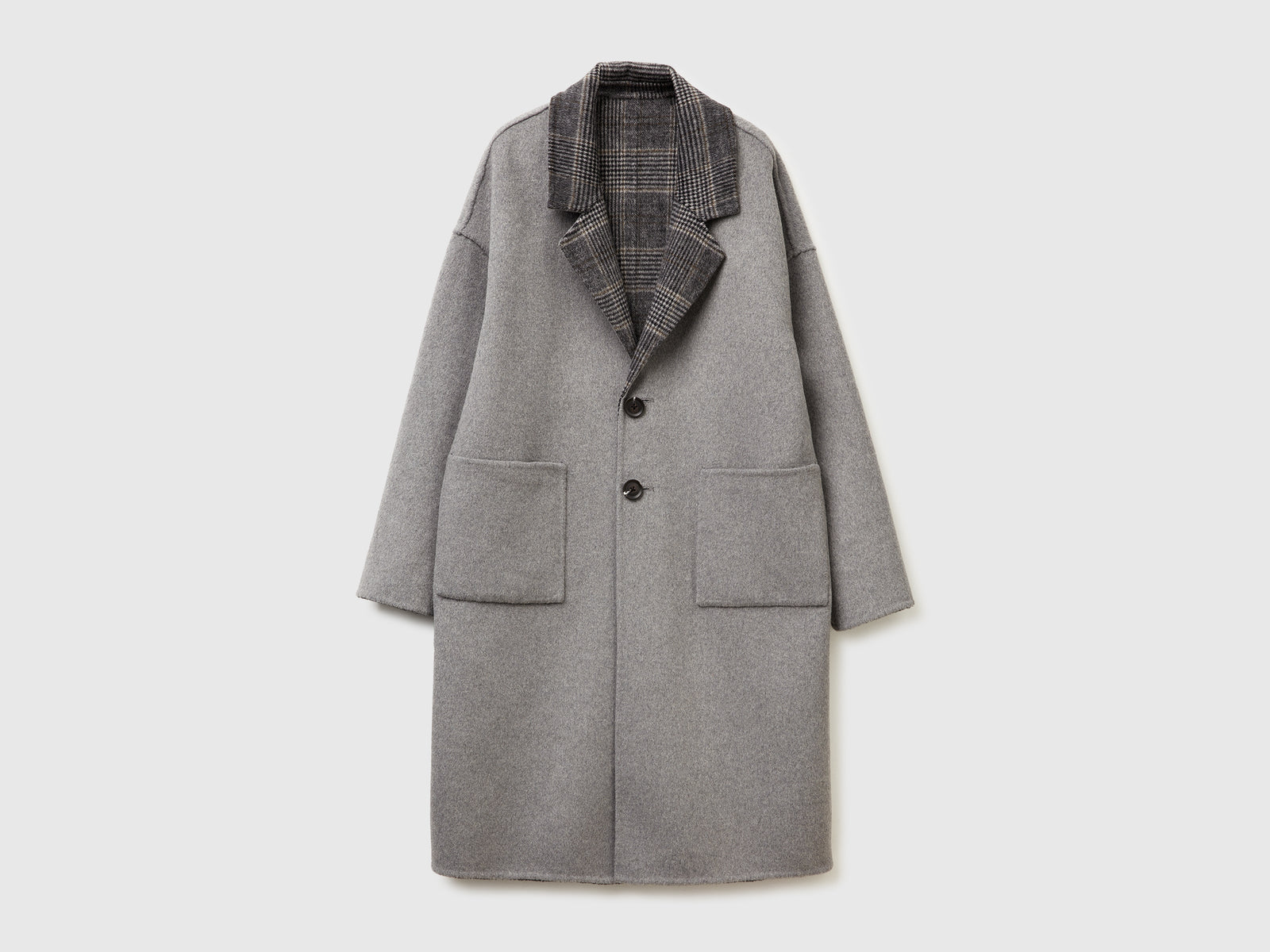 Cappotto reversibile in misto lana da donna grigio | Benetton Outlet