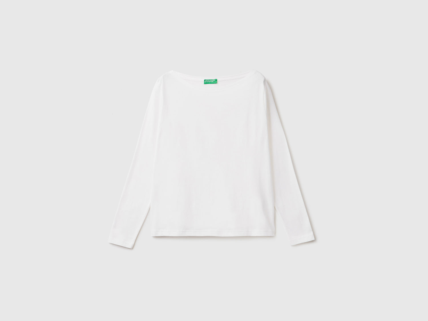 T-shirt con scollo a barchetta 100% cotone da donna bianco | Benetton Outlet