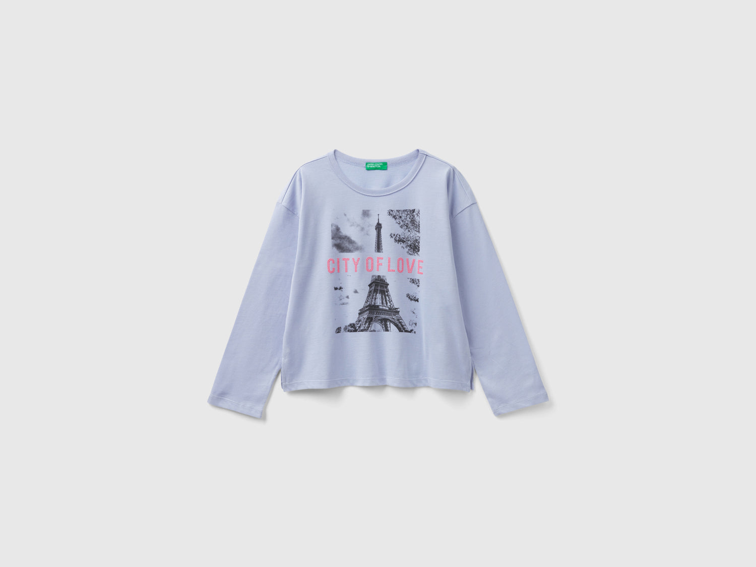 Maglietta con stampa e borchiette da bambina lilla | Benetton Outlet