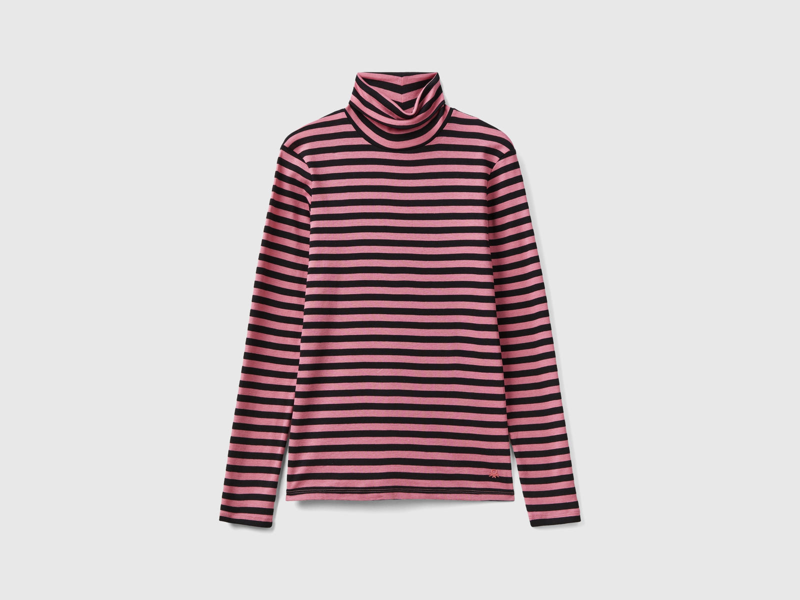 T-shirt lupetto a righe da donna rosa | Benetton Outlet