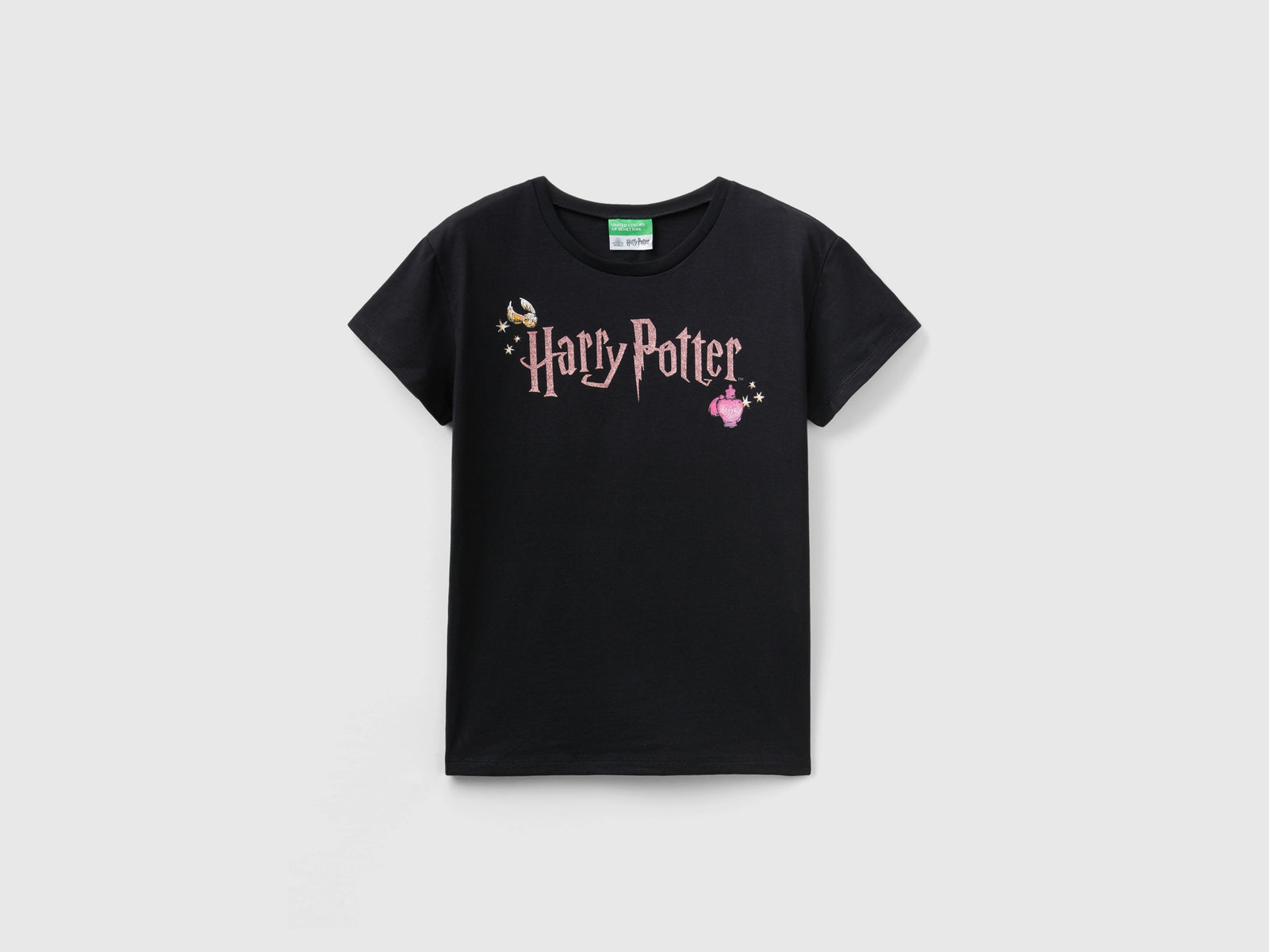Maglietta Harry Potter manica corta da bambina nero | Benetton Outlet