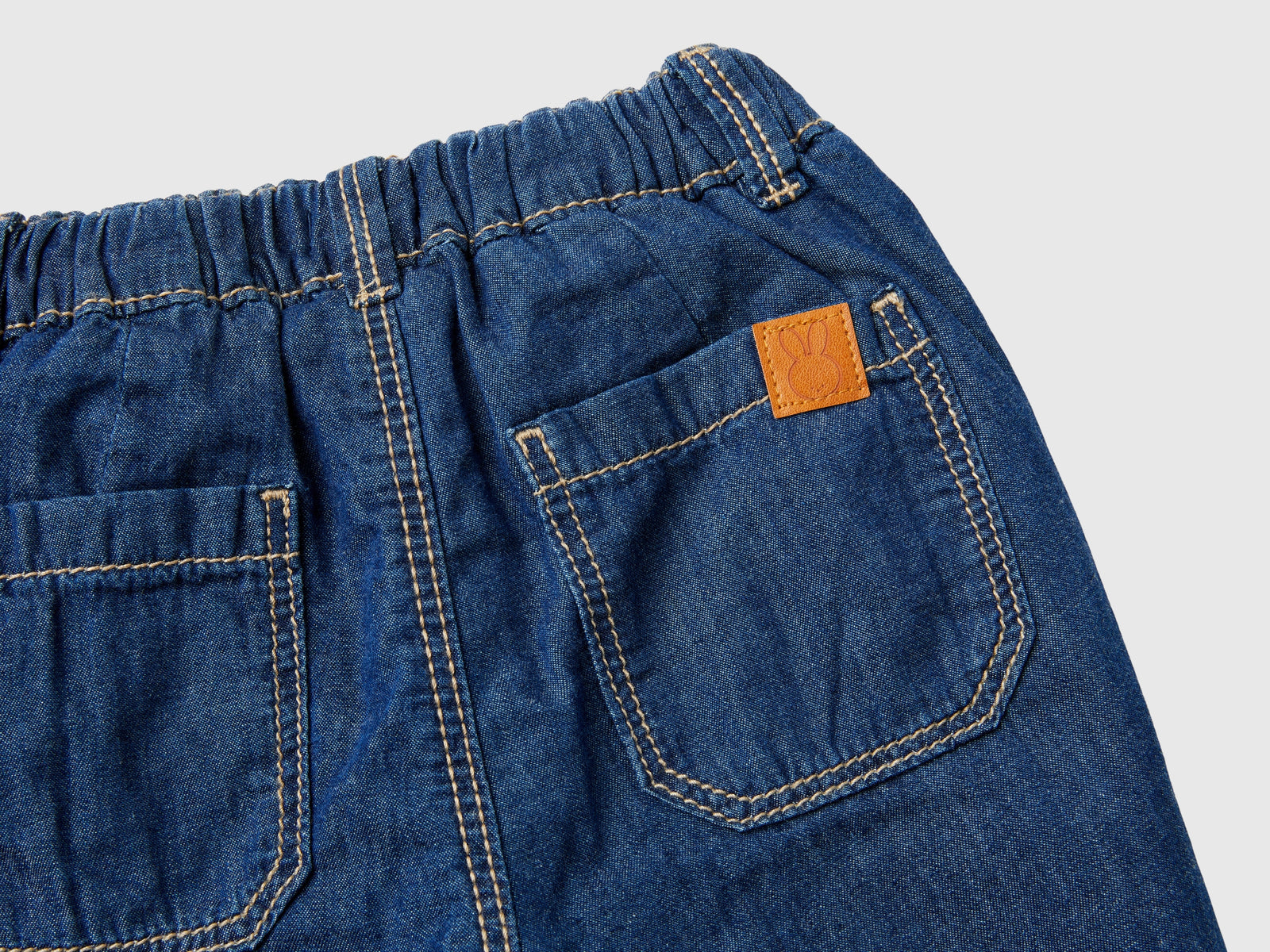 Pantaloni in chambray da neonato blu 3 | Benetton Outlet