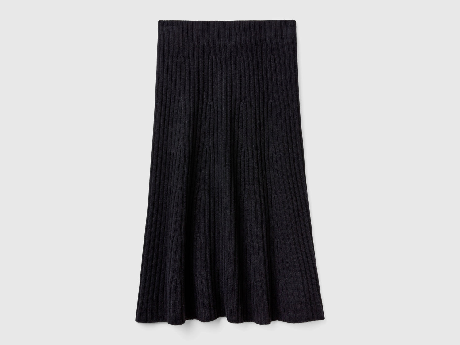 Gonna midi in maglia da donna nero | Benetton Outlet