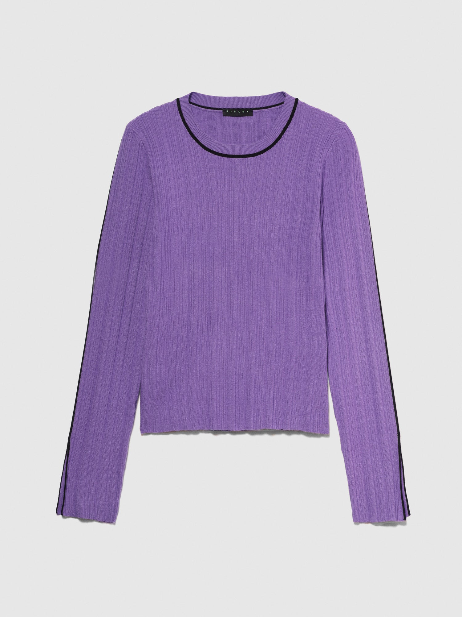 Maglia slim fit a costine da donna lilla | Sisley Outlet