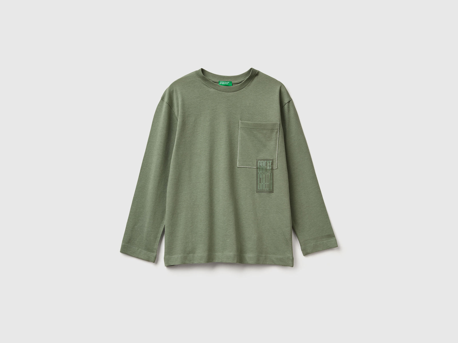 T-shirt con stampa spessorata da bambino verde militare | Benetton Outlet