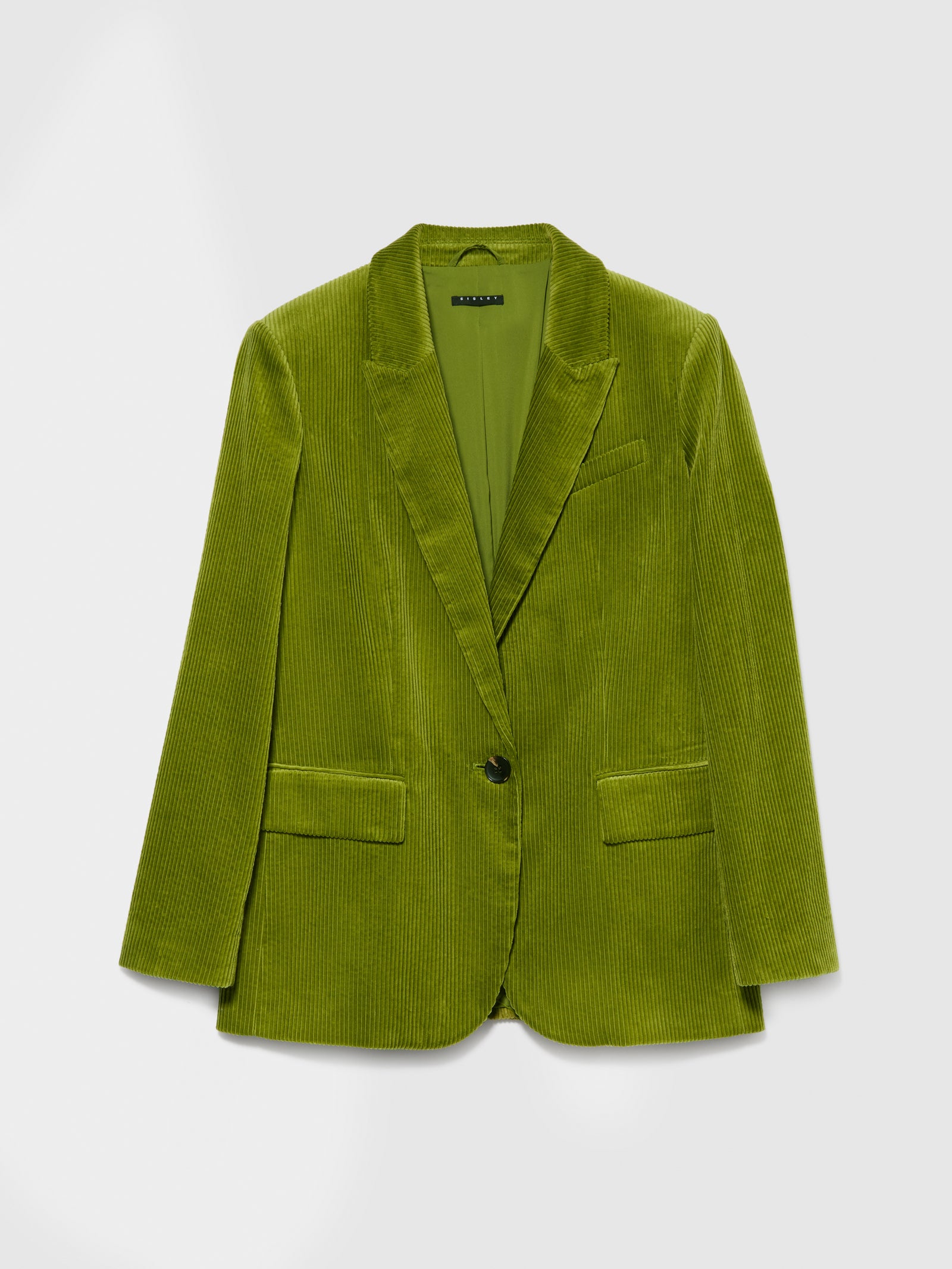 Blazer lungo in velluto a costine da donna verde oliva | Sisley Outlet