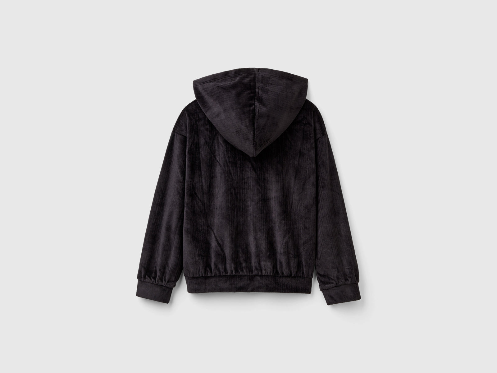 Felpa in ciniglia con cappuccio da bambina nero 2 | Benetton Outlet