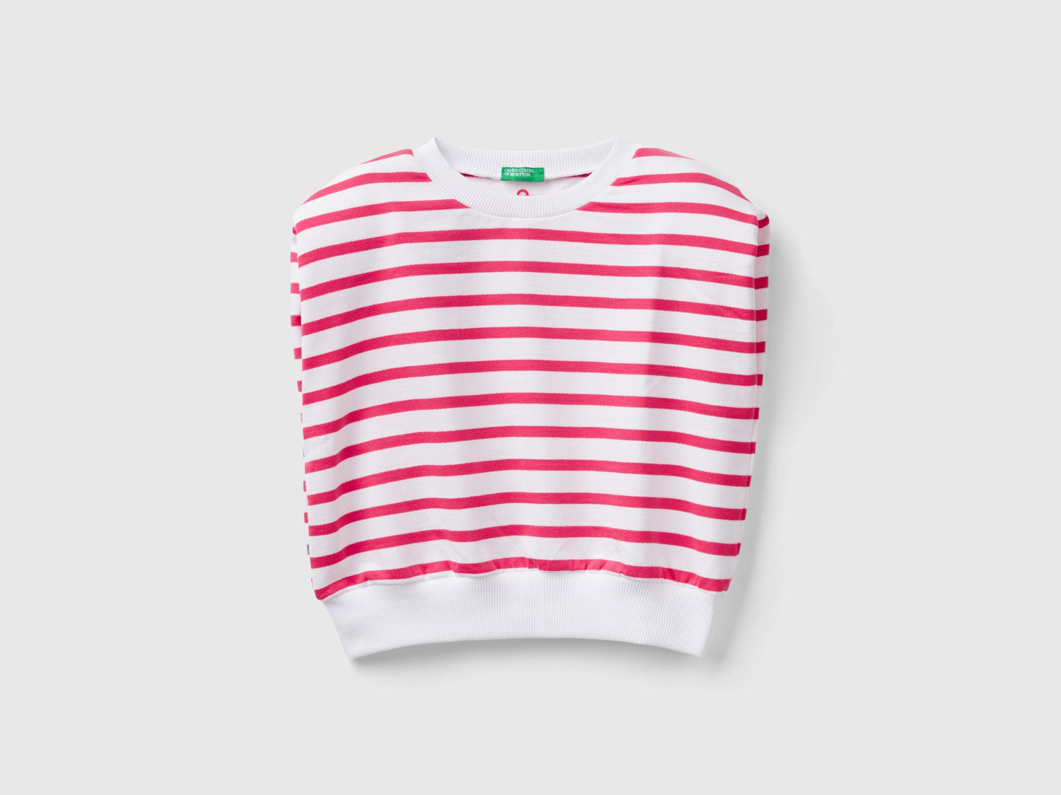 Top in felpa a righe da bambina rosso | Benetton Outlet