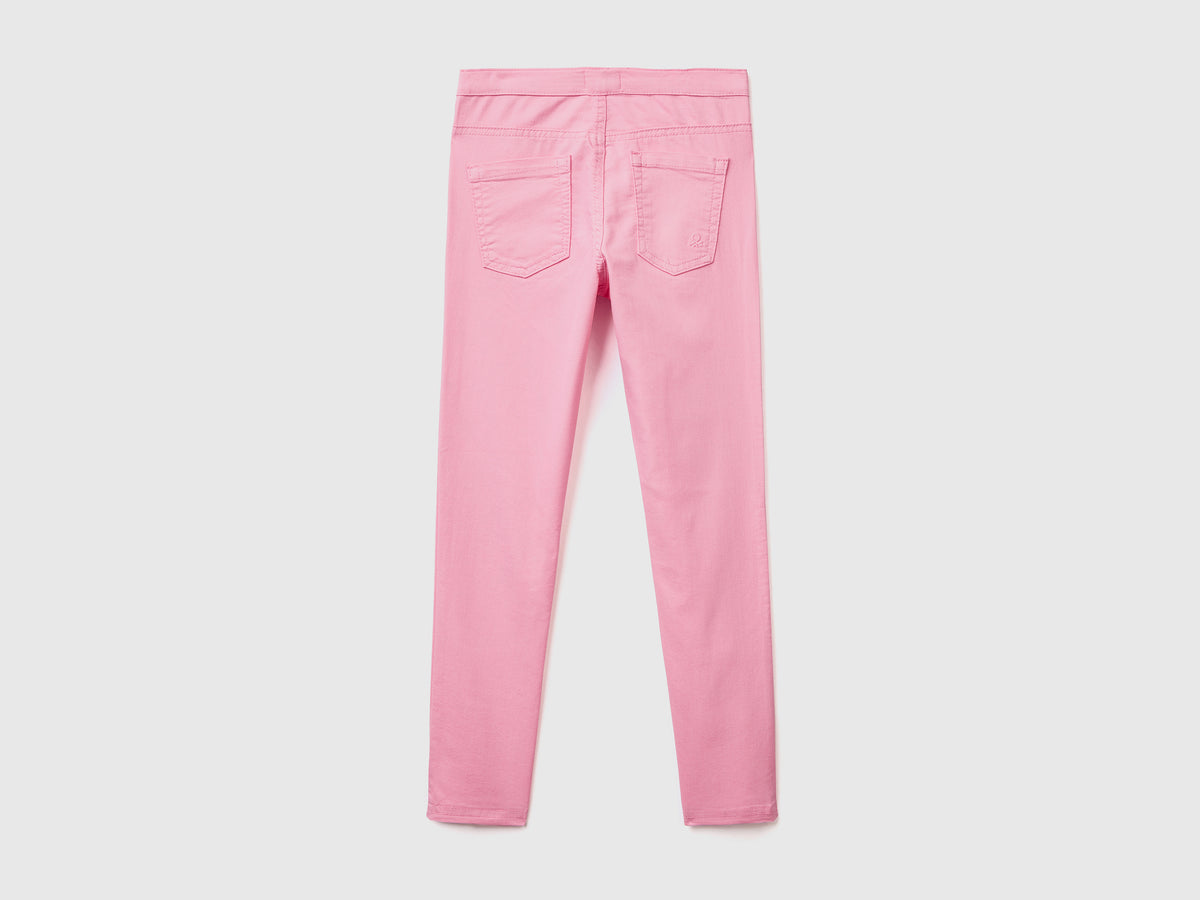 Pantaloni lunghi in misto cotone elasticizzato effetto denim