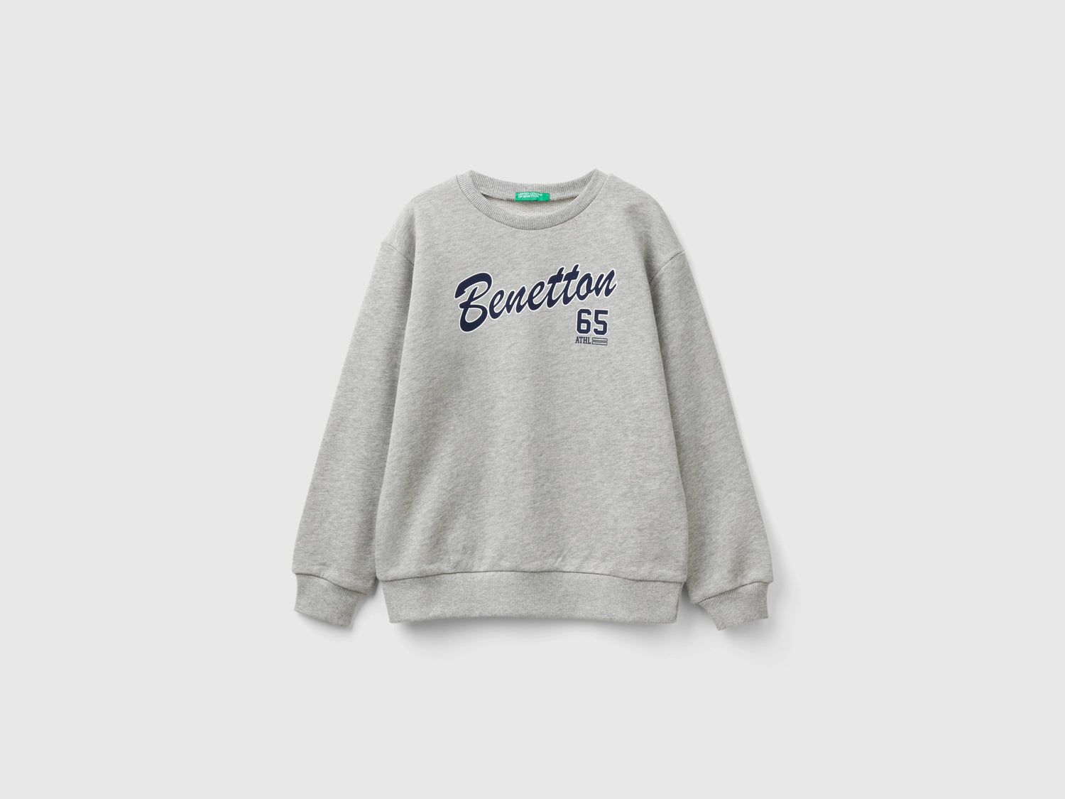Felpa con stampa logo da bambino grigio chiaro | Benetton Outlet