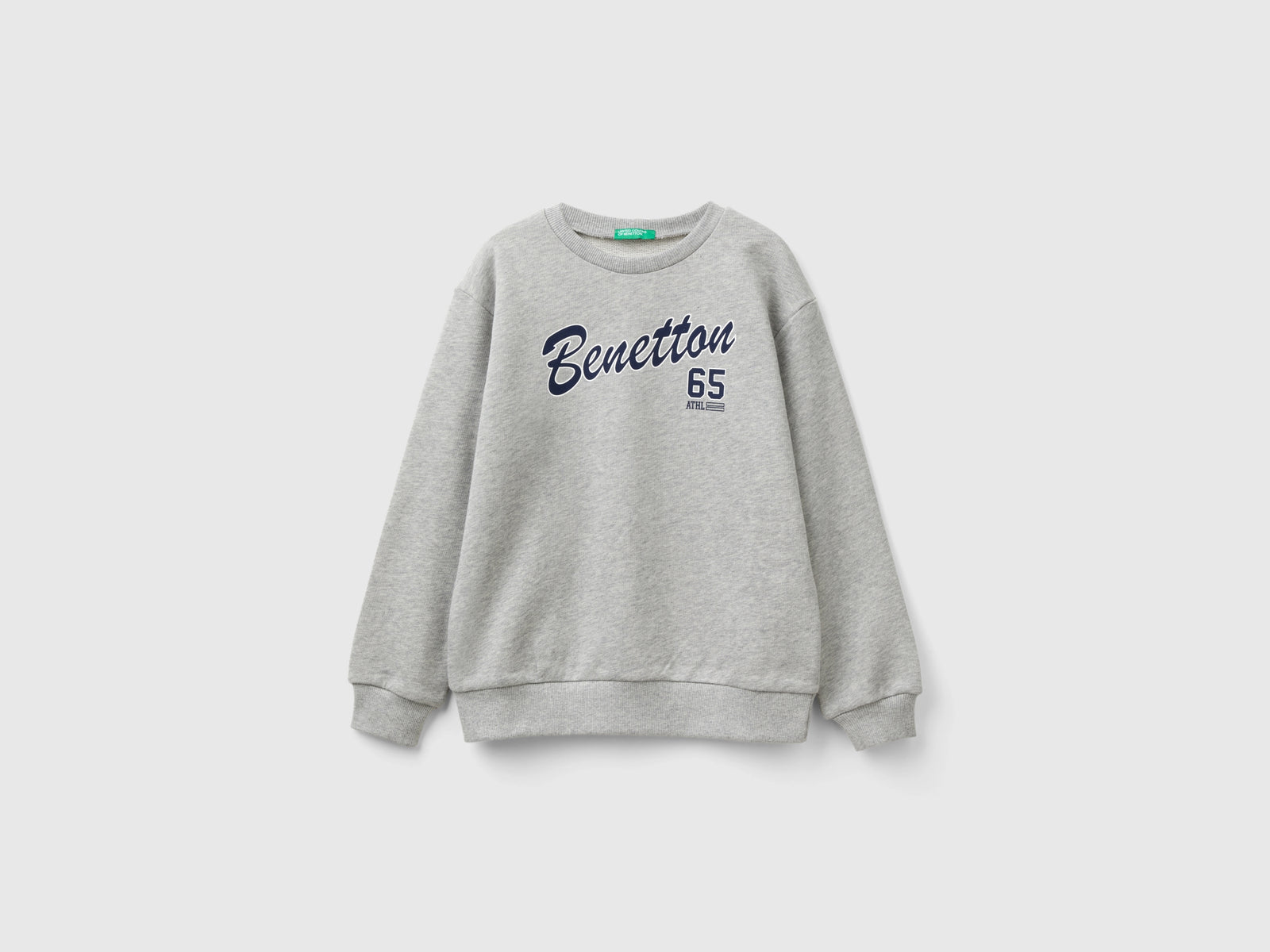 Felpa con stampa logo da bambino grigio chiaro | Benetton Outlet