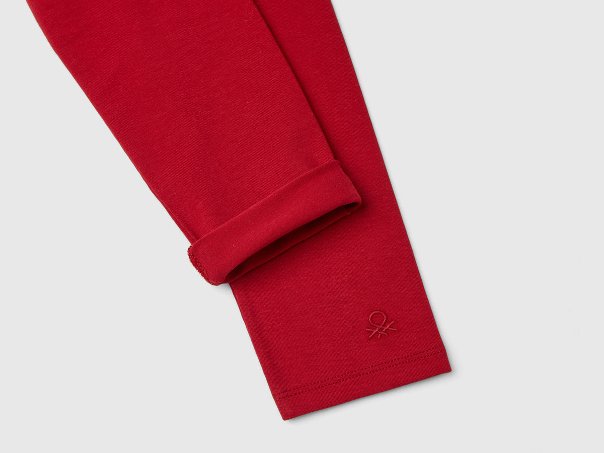 Stretch cotton leggings with logo