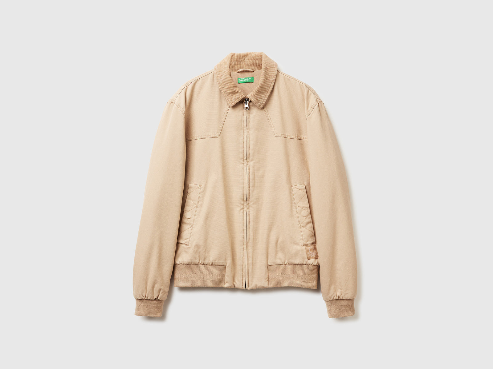 Giubbino imbottito in puro cotone da uomo beige | Benetton Outlet