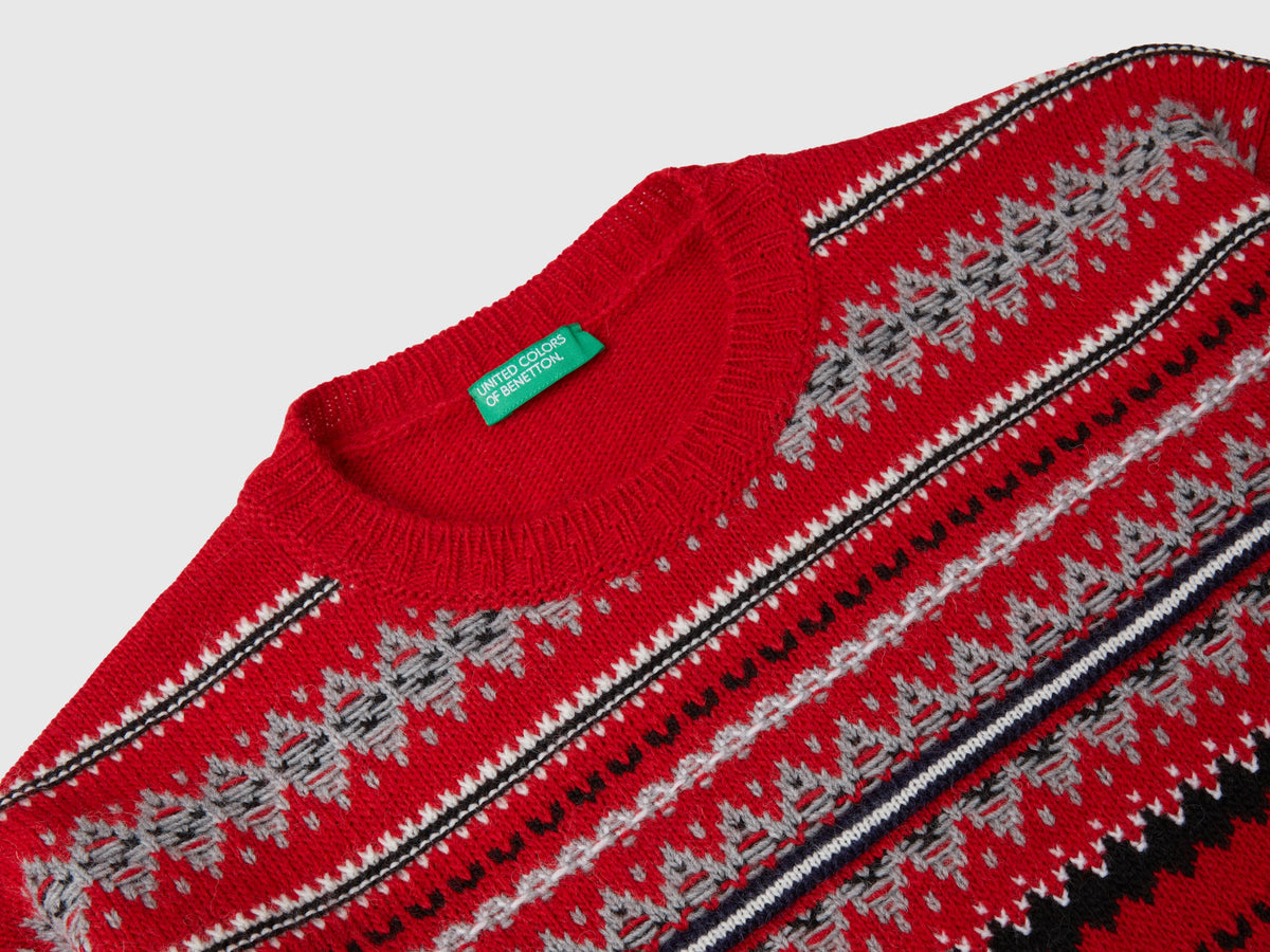 Maglia jacquard in misto lana