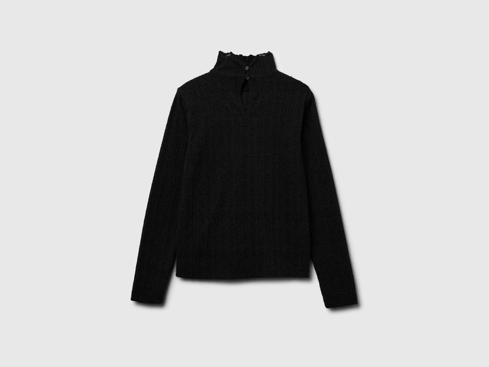 Blusa in pizzo slim fit da donna nero 2 | Benetton Outlet