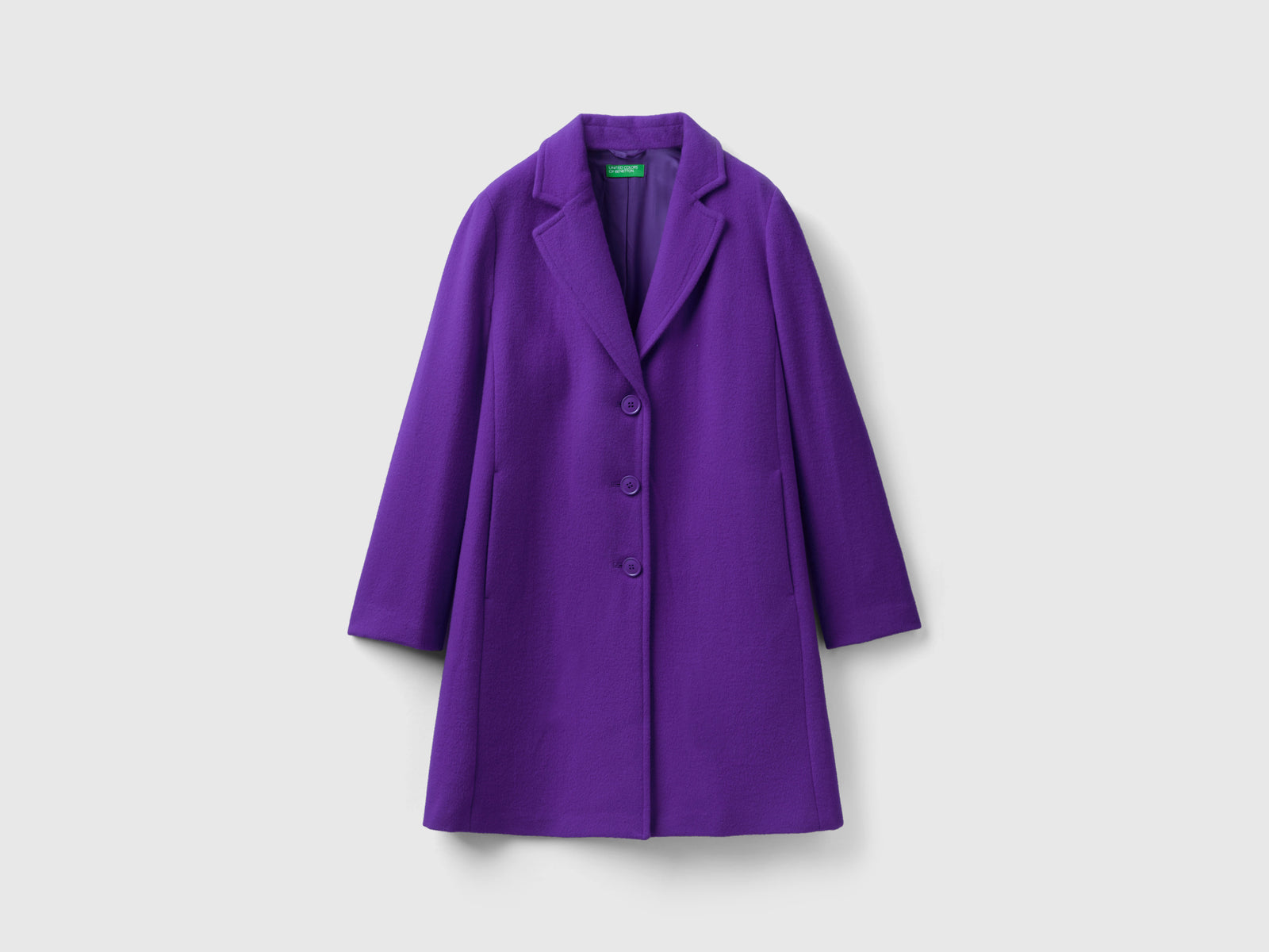 Cappotto corto in panno misto lana da donna viola | Benetton Outlet
