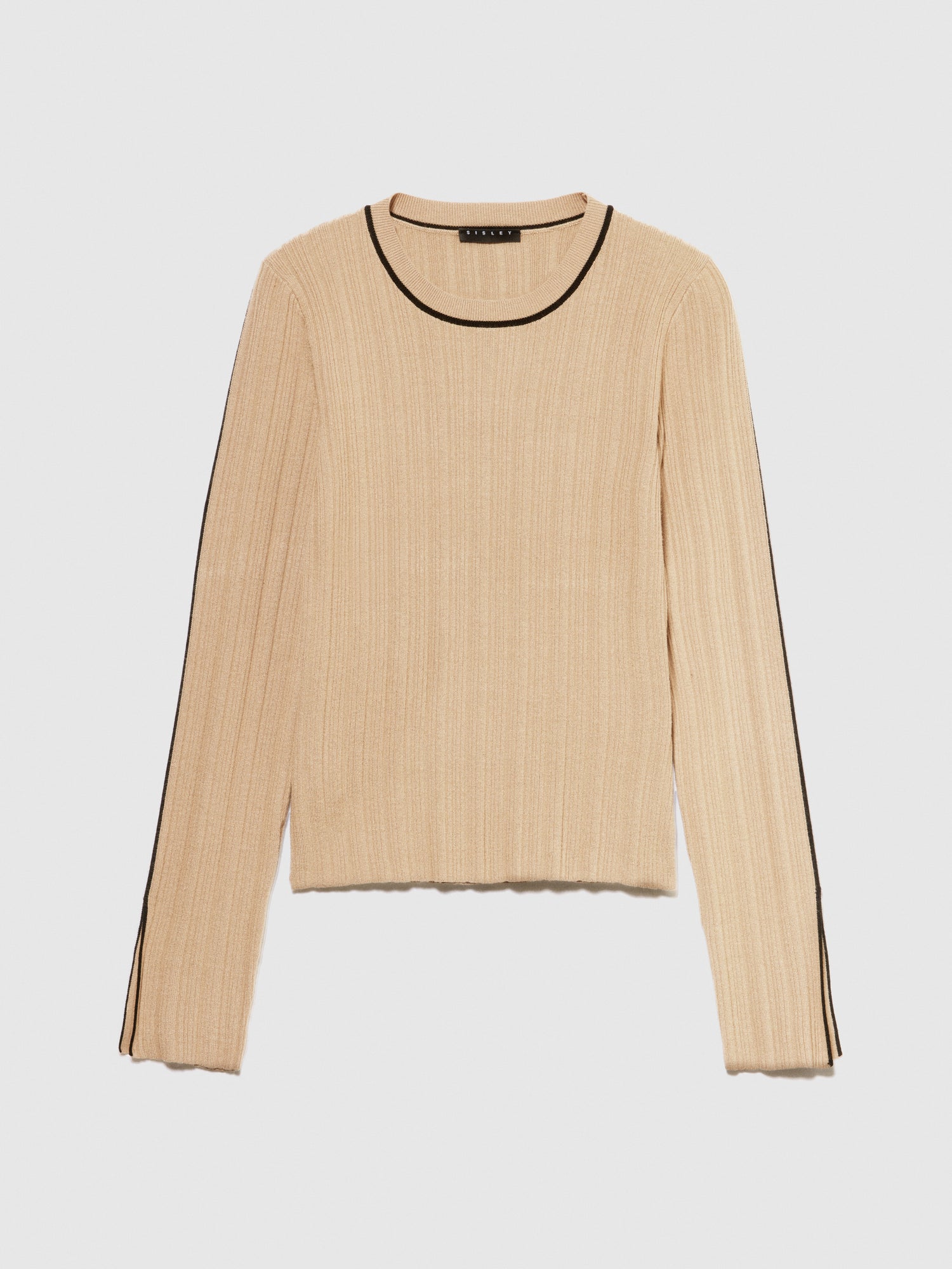 Maglia slim fit a costine da donna cammello | Sisley Outlet