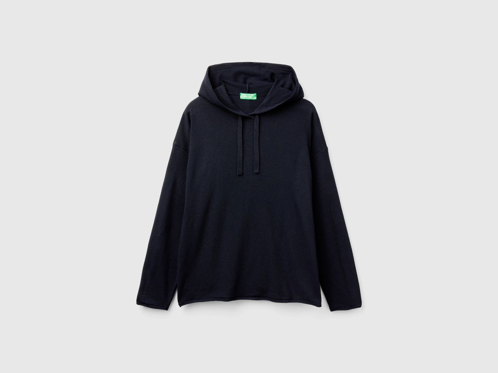 Maglia misto cashmere con cappuccio da donna blu scuro | Benetton Outlet