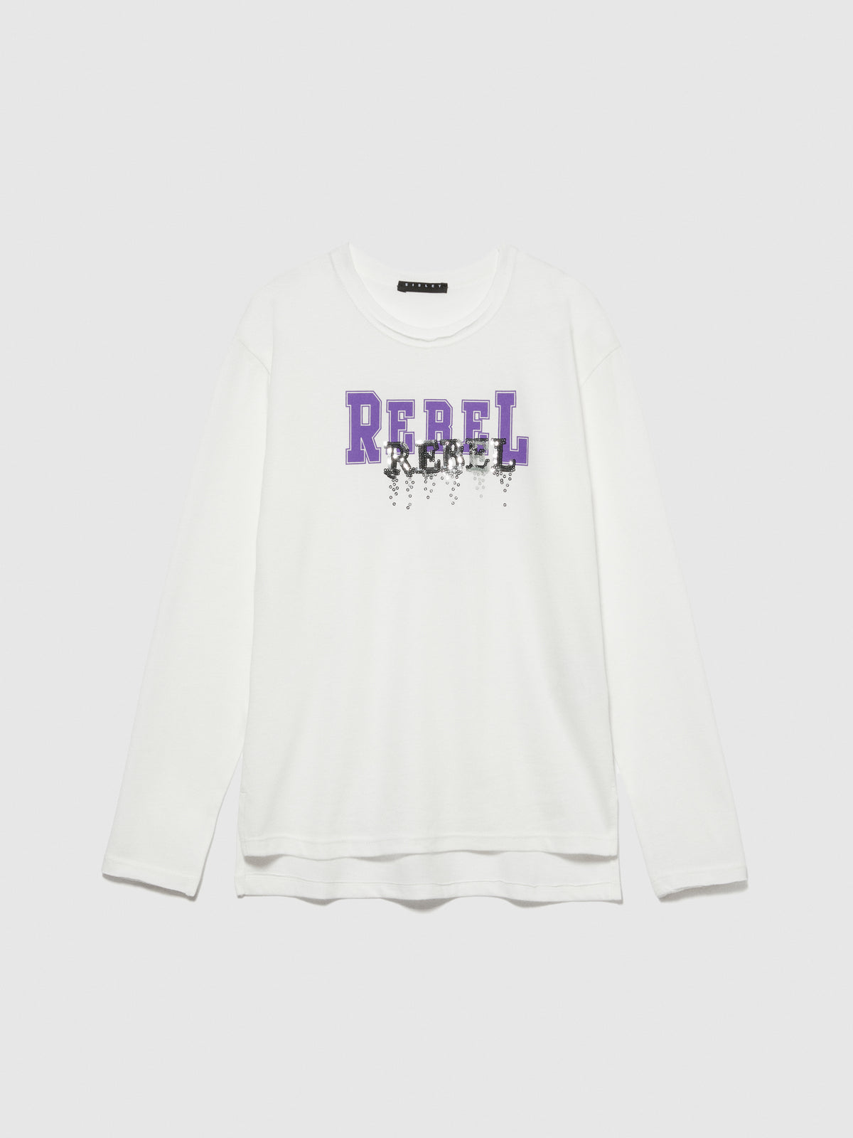 T-shirt con stampa e paillettes