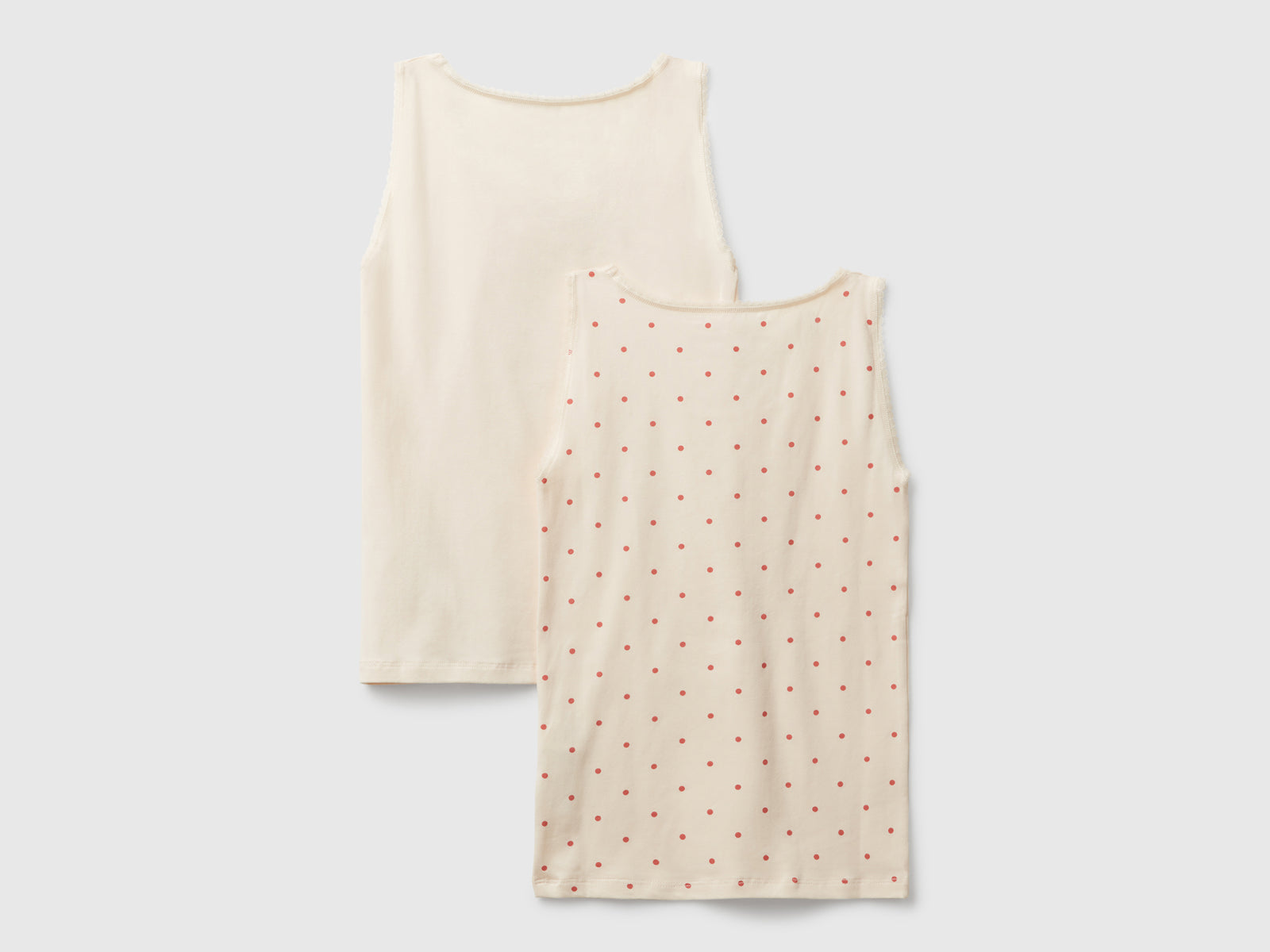 Due canotte in cotone stretch da bambina rosa tenue 2 | Benetton Outlet