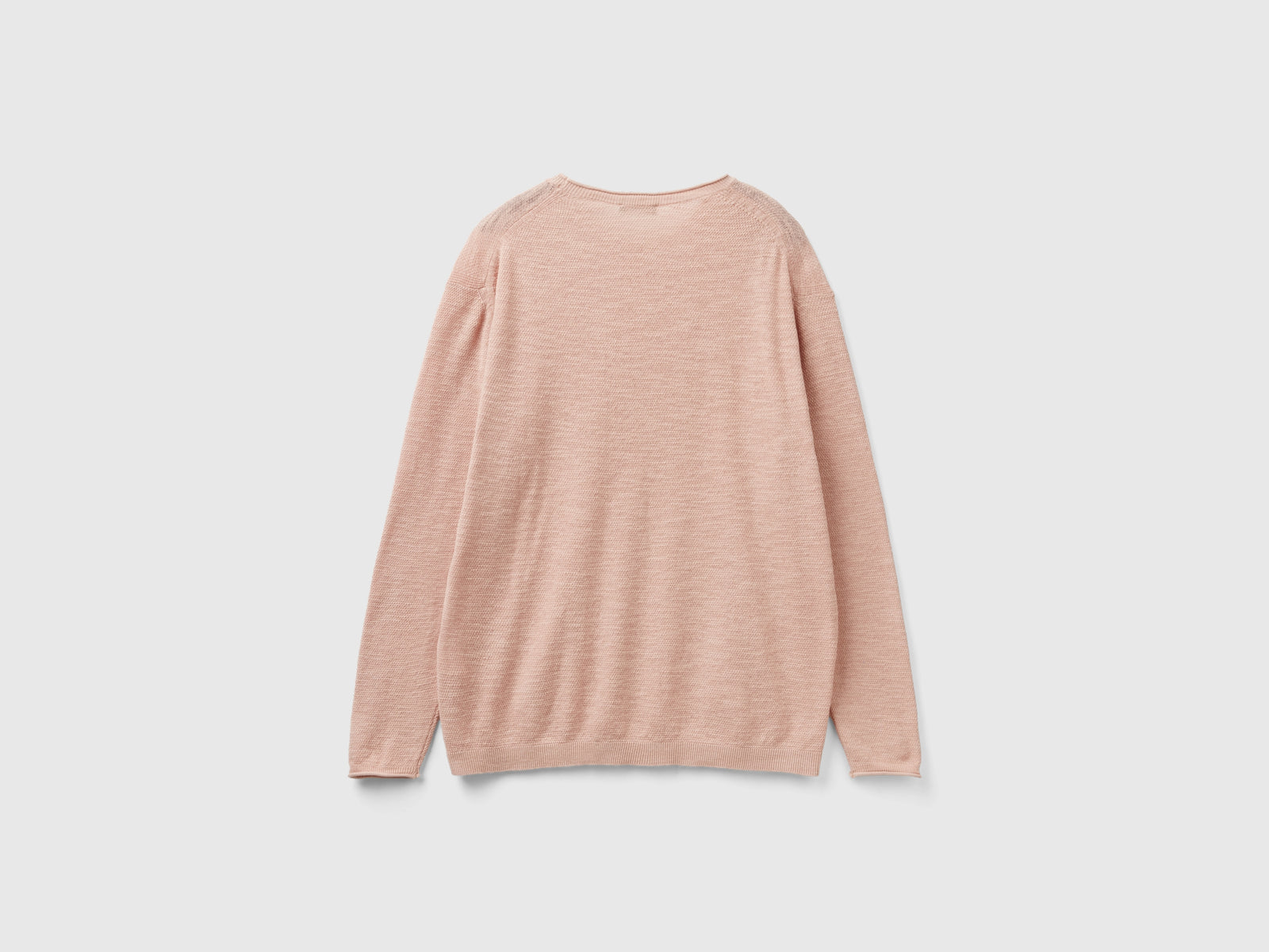 Maglia regular fit in misto lino da uomo rosa tenue 2 | Benetton Outlet
