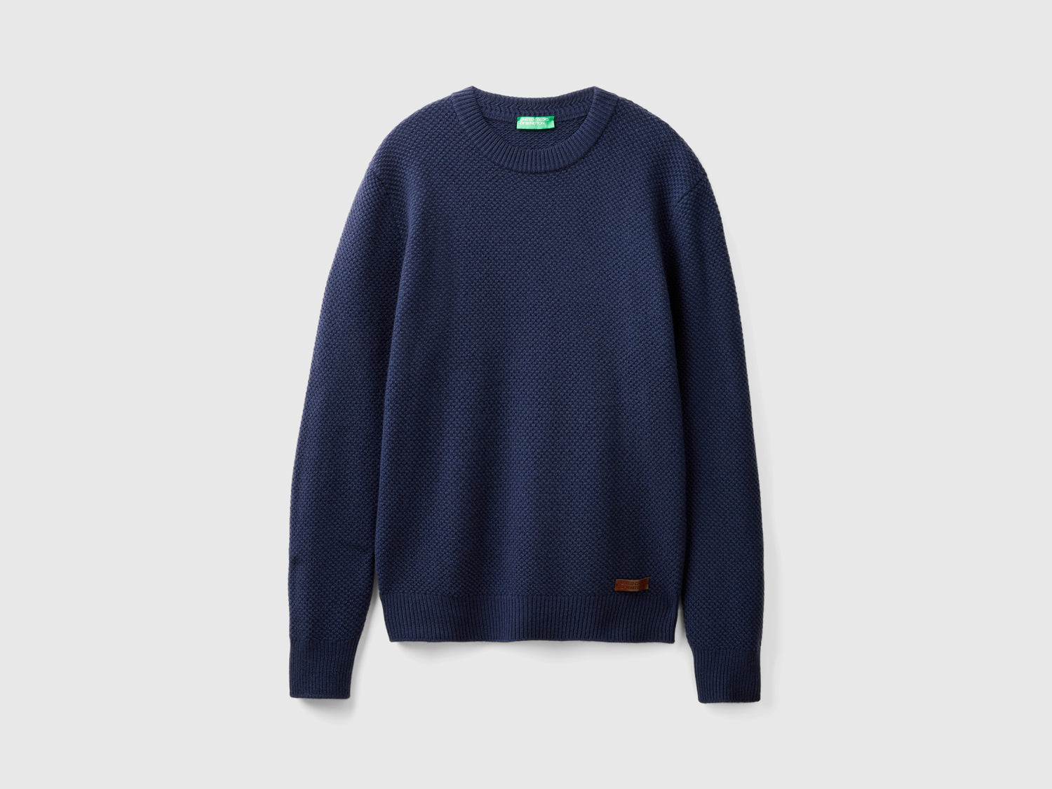 Maglia girocollo in misto lana da uomo blu scuro | Benetton Outlet