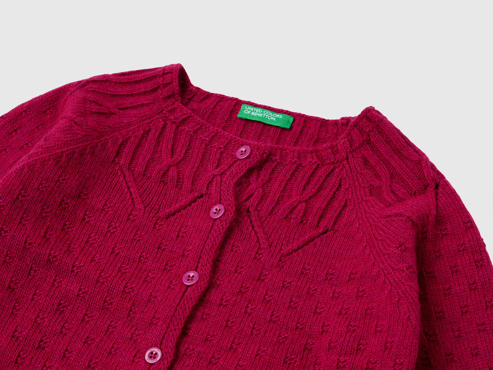Cardigan con dettagli traforati da bimba ciclamino 3 | Benetton Outlet