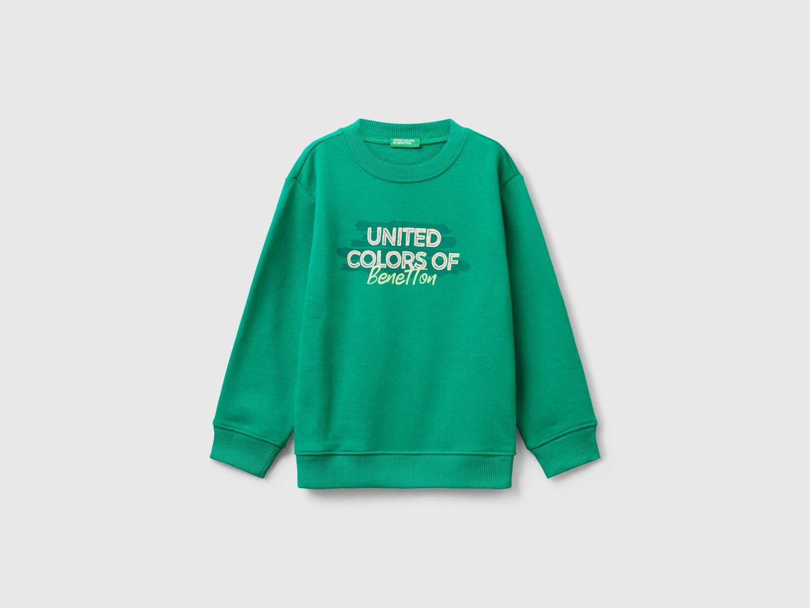 Felpa regular fit con stampa da bimbo verde | Benetton Outlet