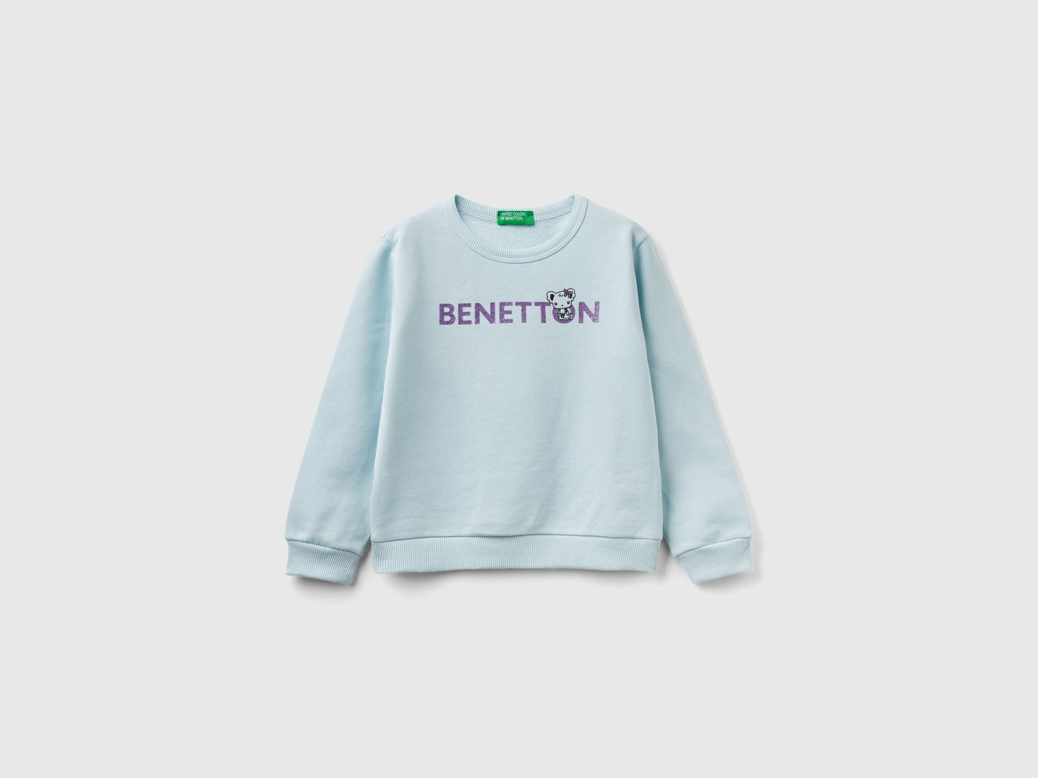 Felpa 100% cotone bio con logo da bimba azzurro | Benetton Outlet
