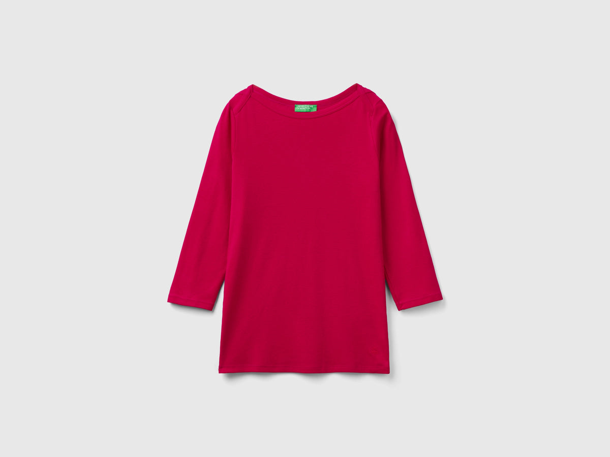 T-shirt con scollo a barchetta 100% cotone