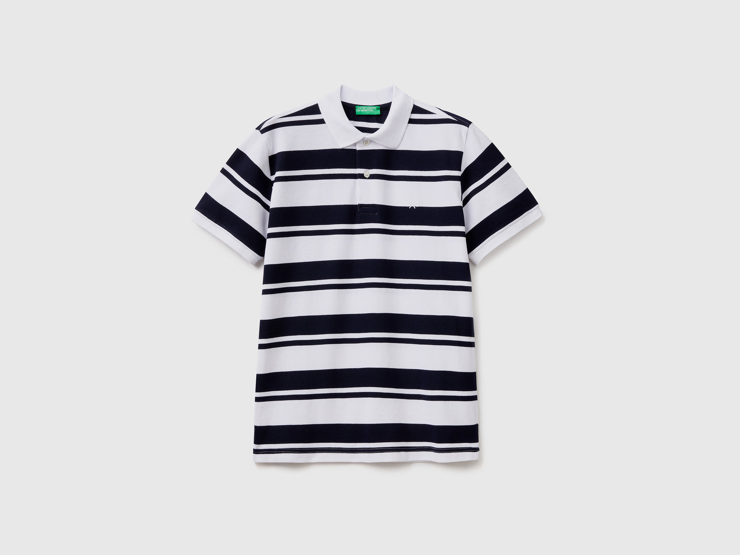 Polo a manica corta in puro cotone a righe tinto filo da uomo multi-color | Benetton Outlet