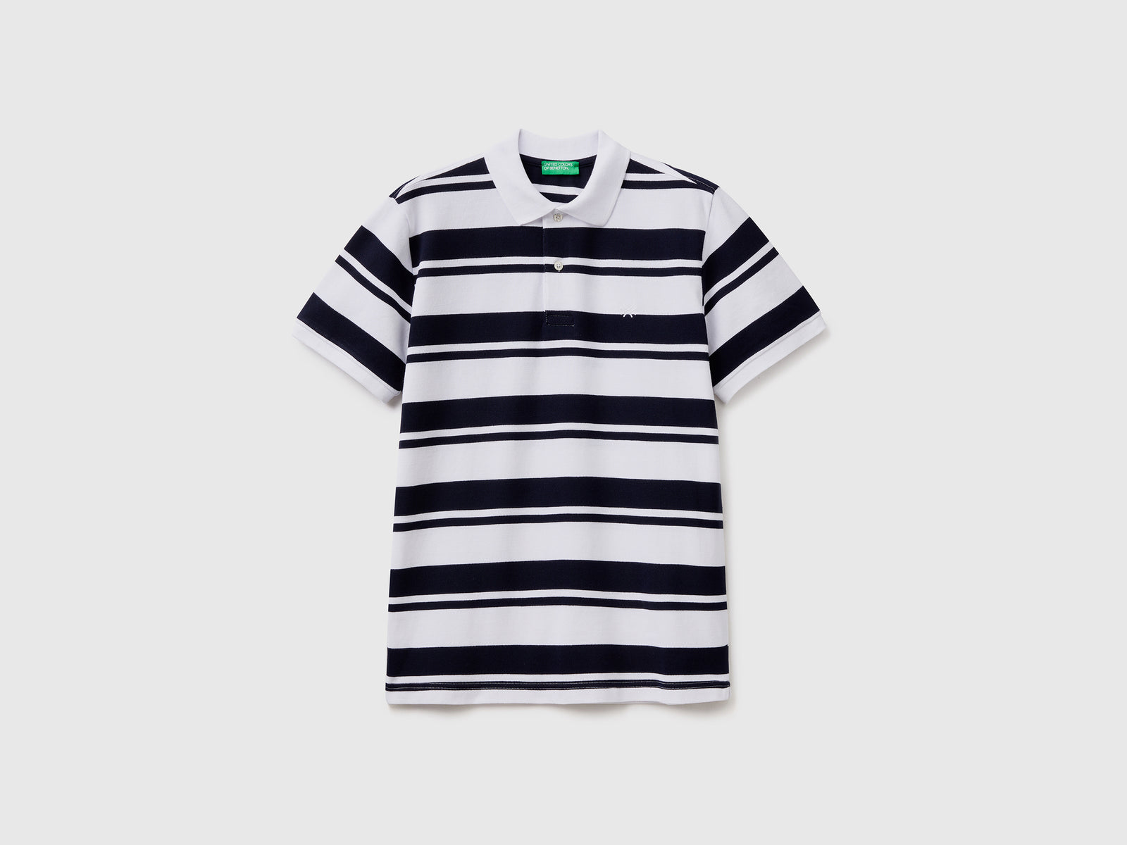 Polo a manica corta in puro cotone a righe tinto filo da uomo multi-color | Benetton Outlet