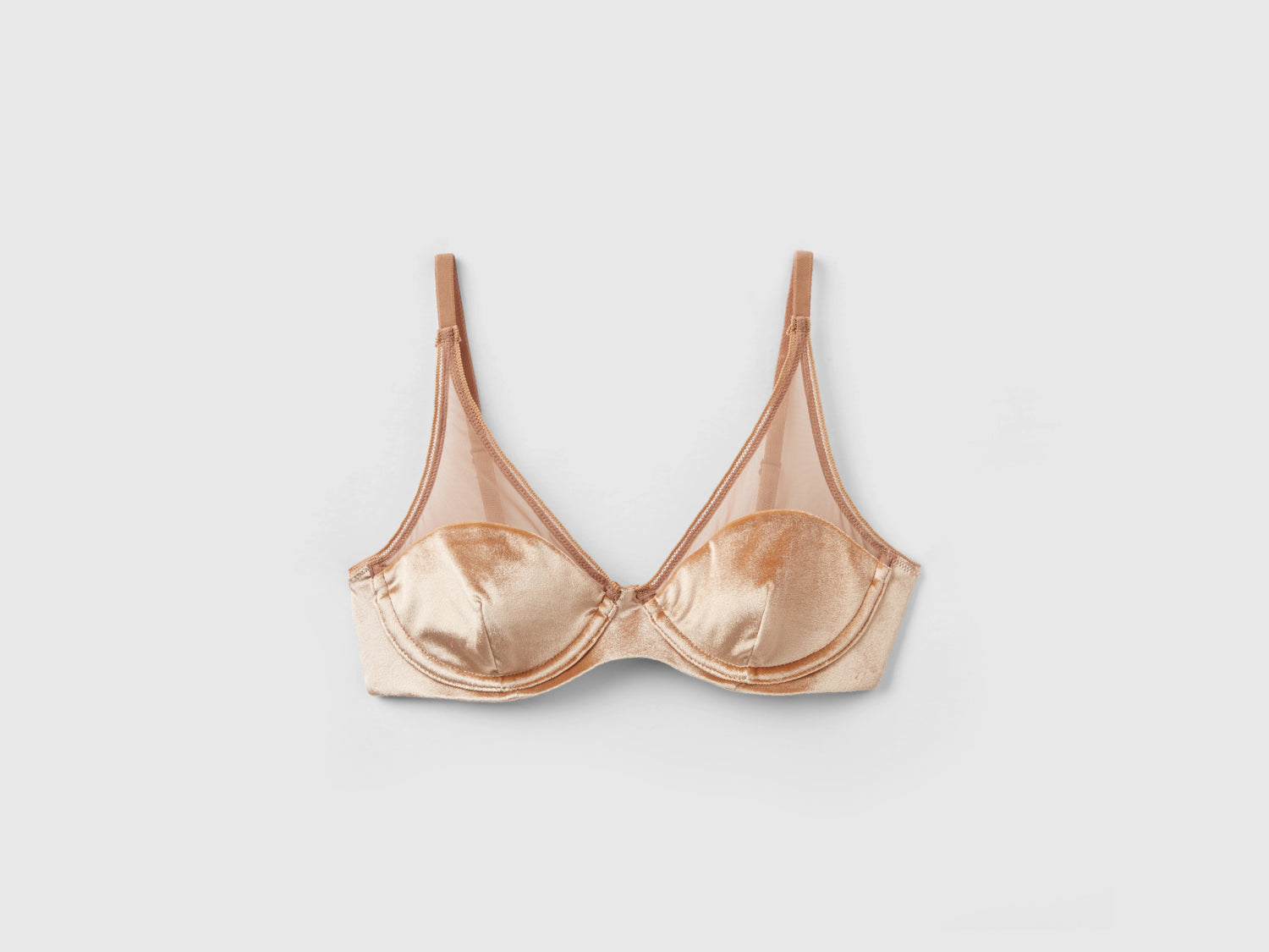 Reggiseno in velour semi imbottito da donna cammello | Benetton Outlet