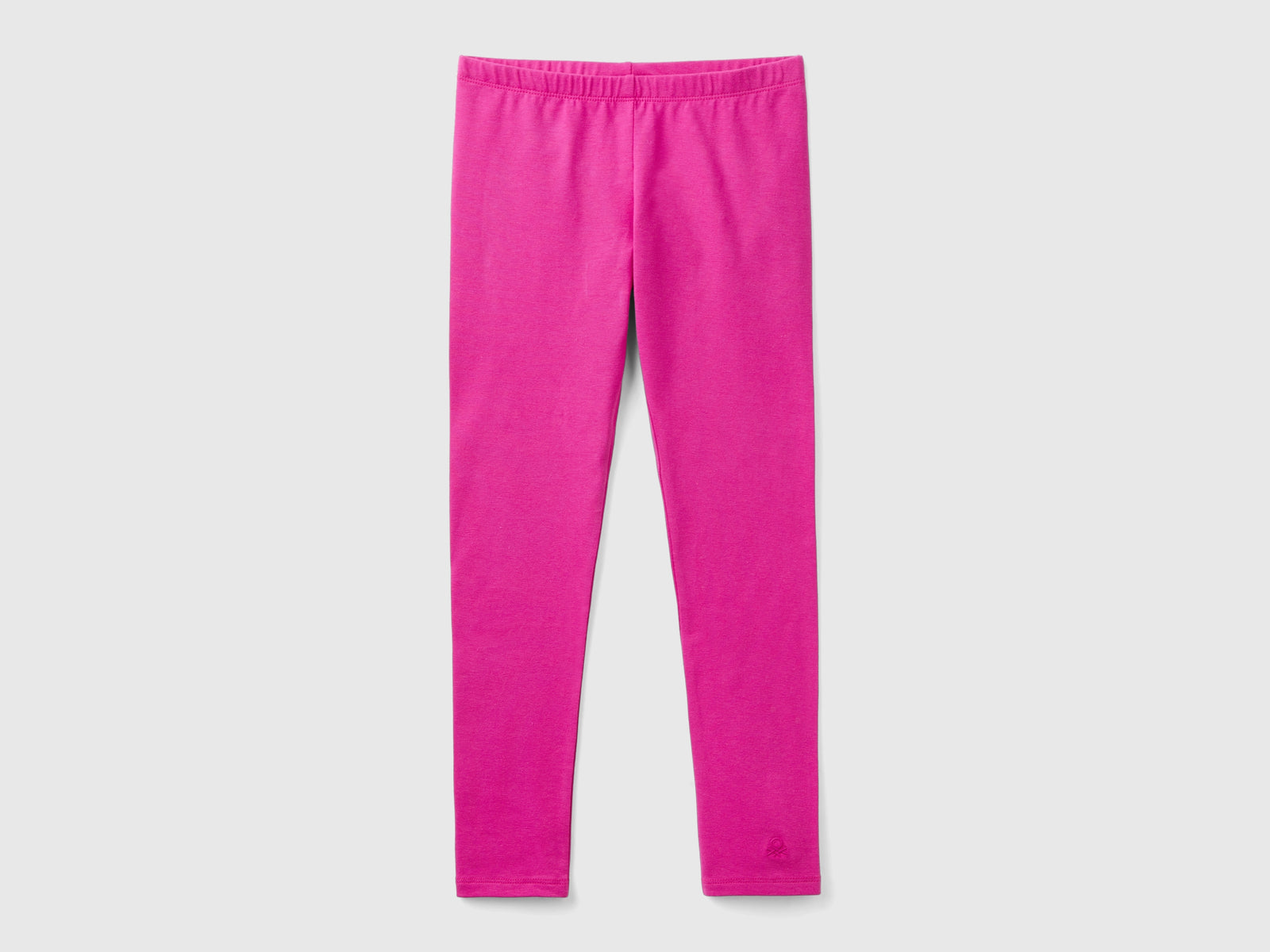 Stretch cotton leggings with logo da bambina fucsia | Benetton Outlet