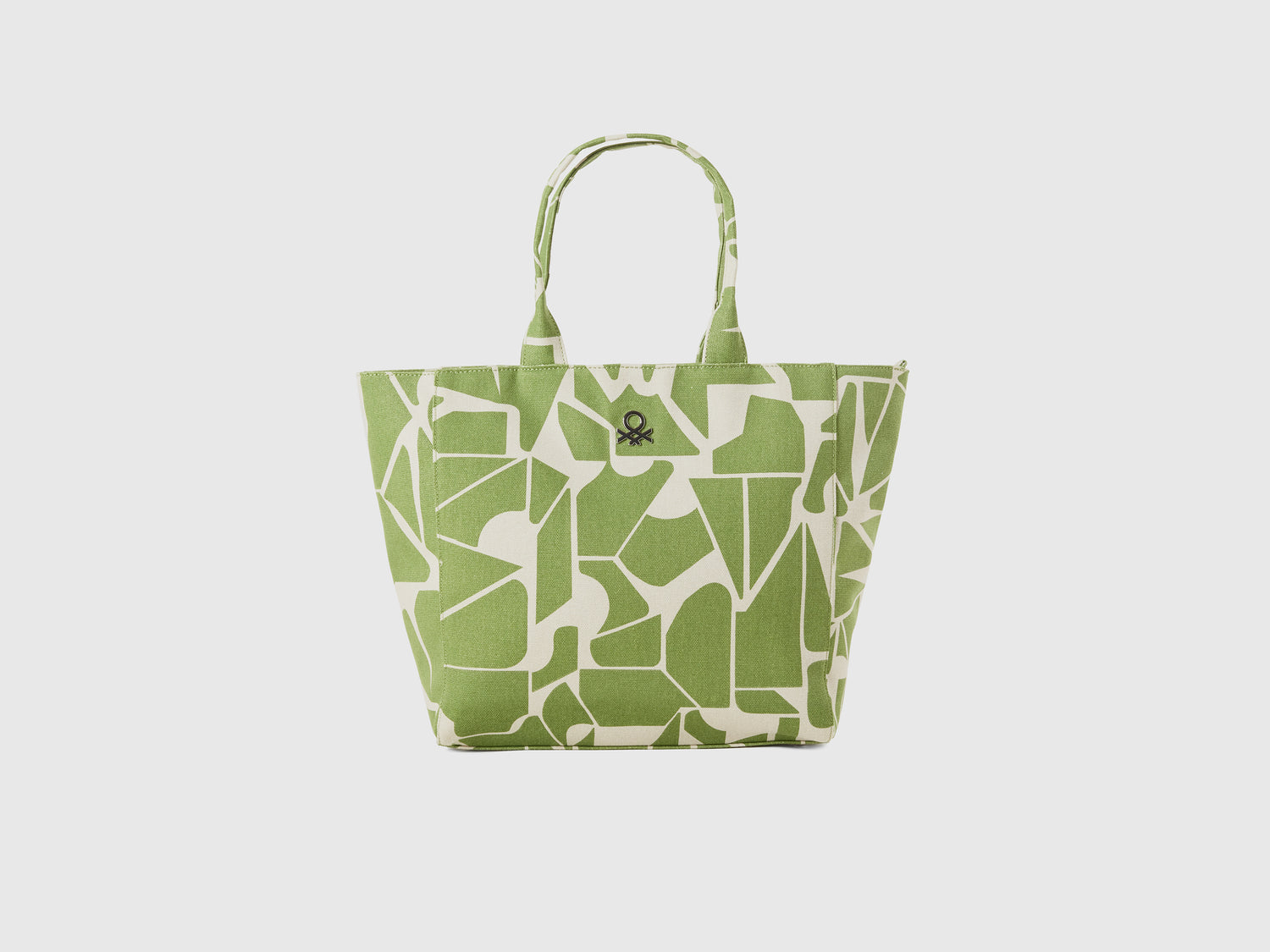 Tote bag con fantasia geometrica da donna verde militare | Benetton Outlet